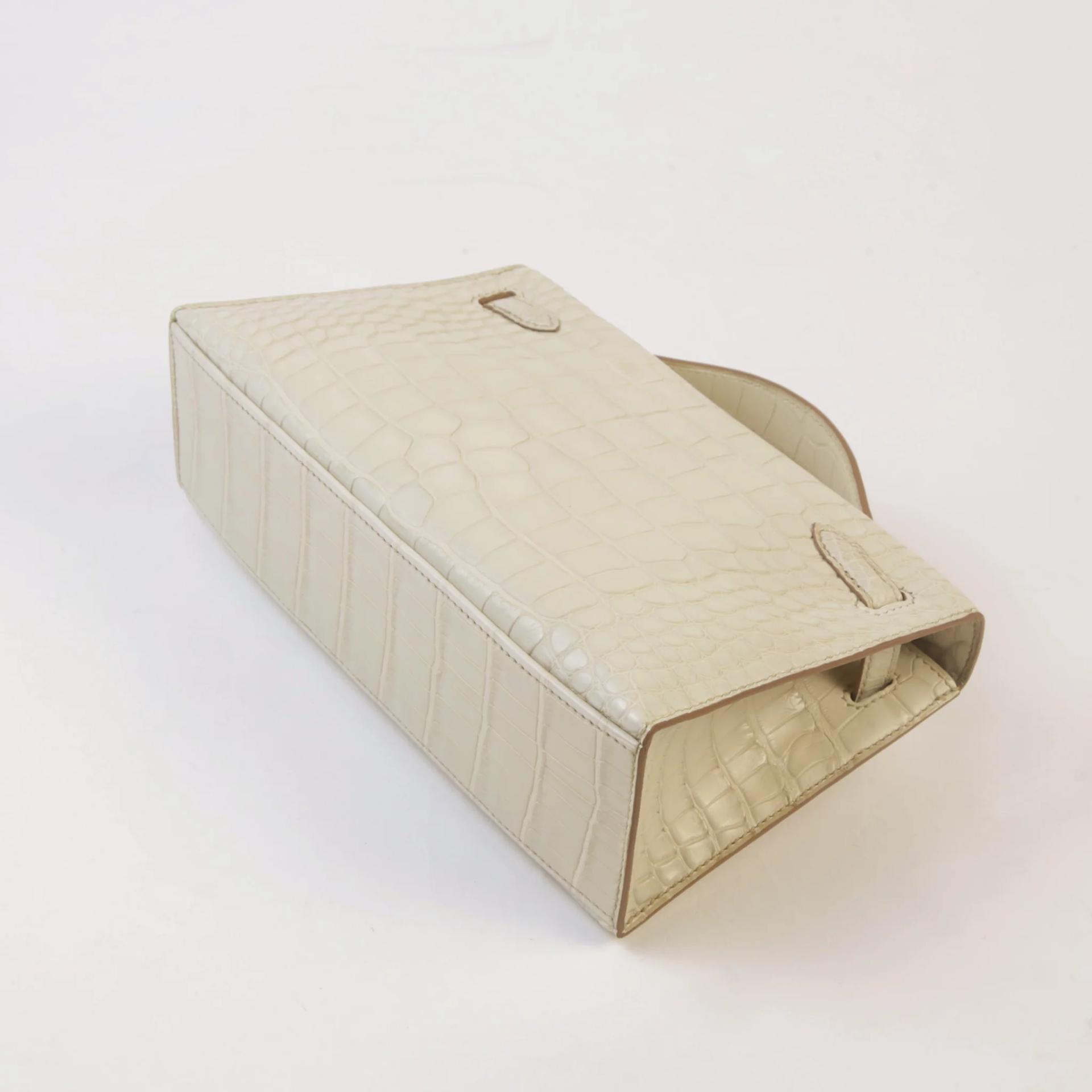 Brand New ( Rank N ) HERMÈS Kelly Pochette Beton (8L) Matte Alligator Palladium hardware G (2026) - 8