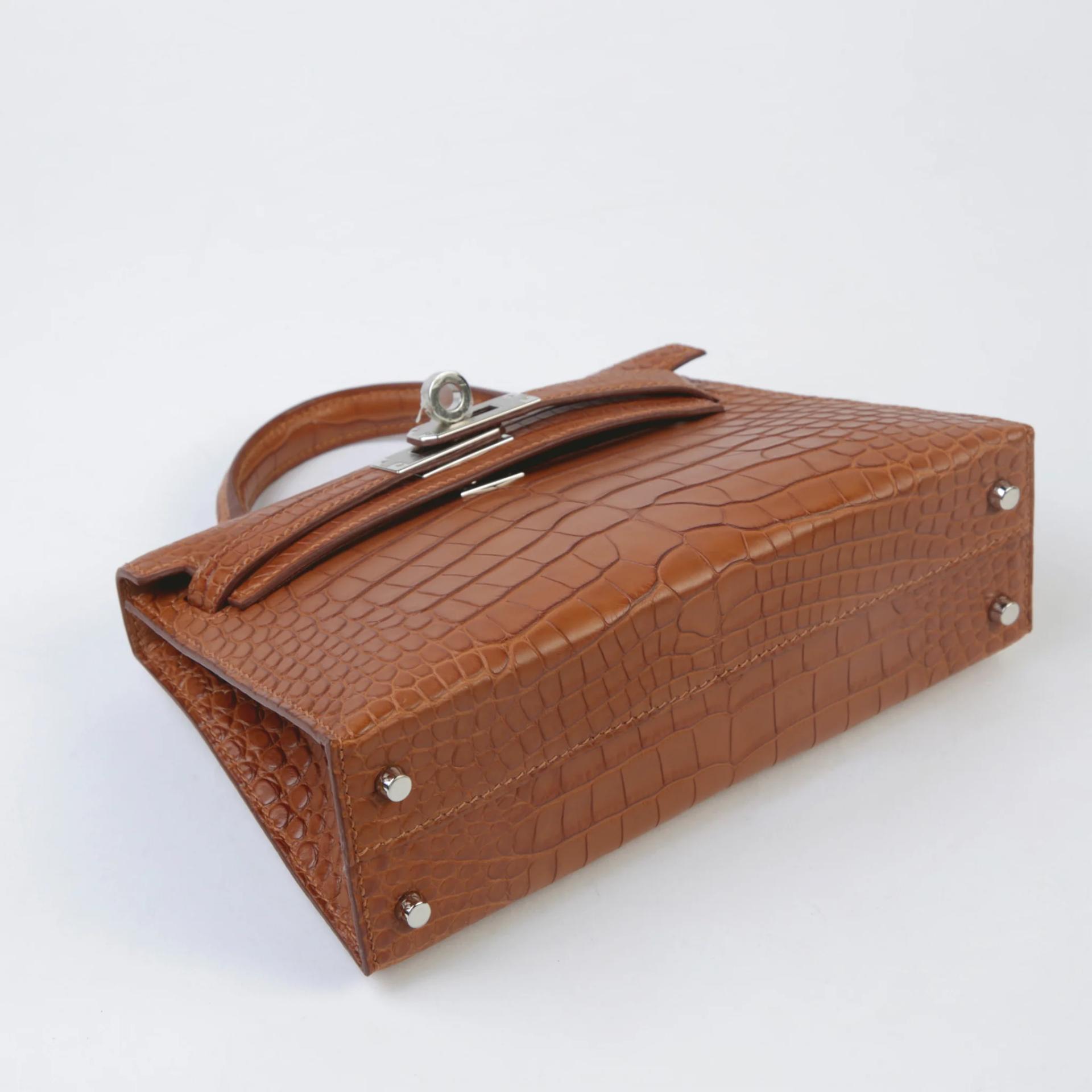 Unused ( Rank NS ) HERMÈS Mini Kelly II Gold (37) Matte Alligator Palladium hardware W (2024) - 4