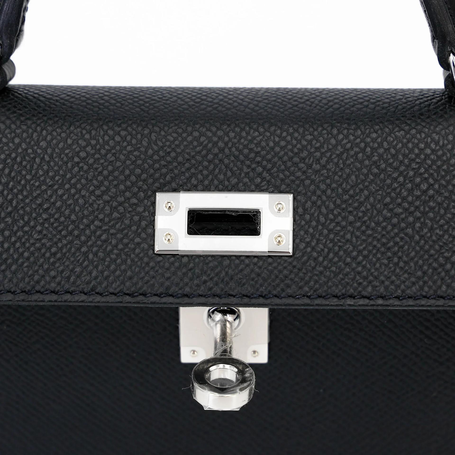 Brand New ( Rank N ) HERMÈS Mini Kelly II Noir (89) Epsom Palladium hardware G (2026) - 9