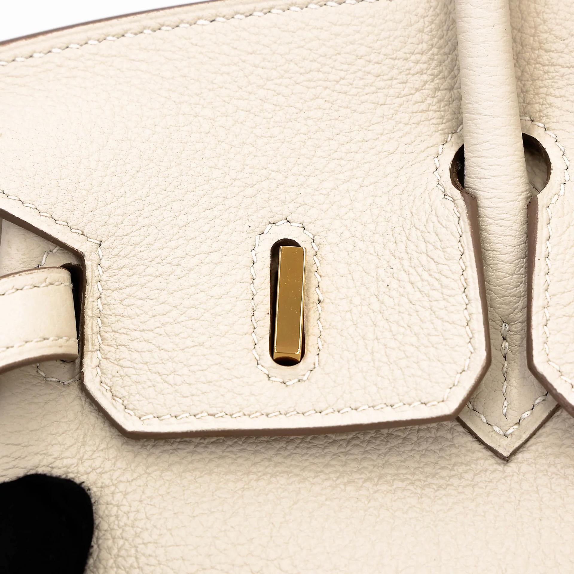 Excellent ( Rank SA ) HERMÈS Birkin 25 Craie (10) Togo Gold hardware Z (2021) - 14