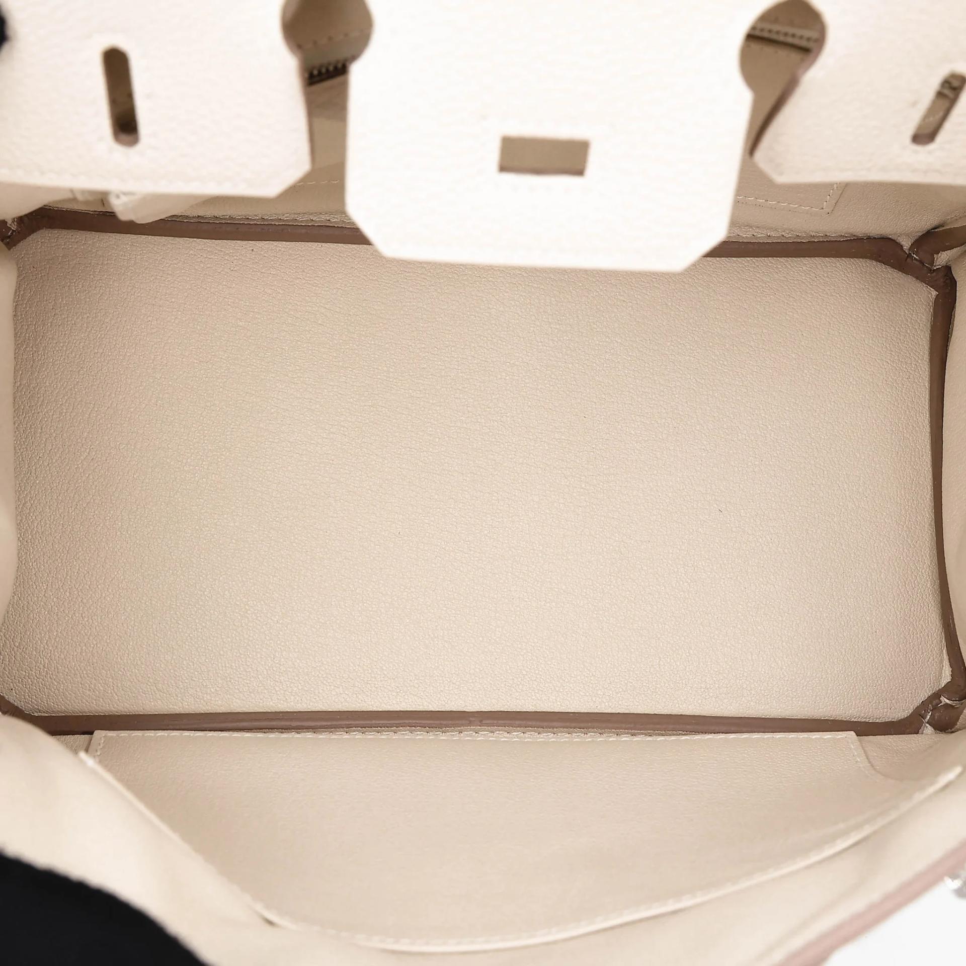 Brand New ( Rank N ) HERMÈS Birkin 25 Craie (10) Togo Palladium hardware K (2025) - 15