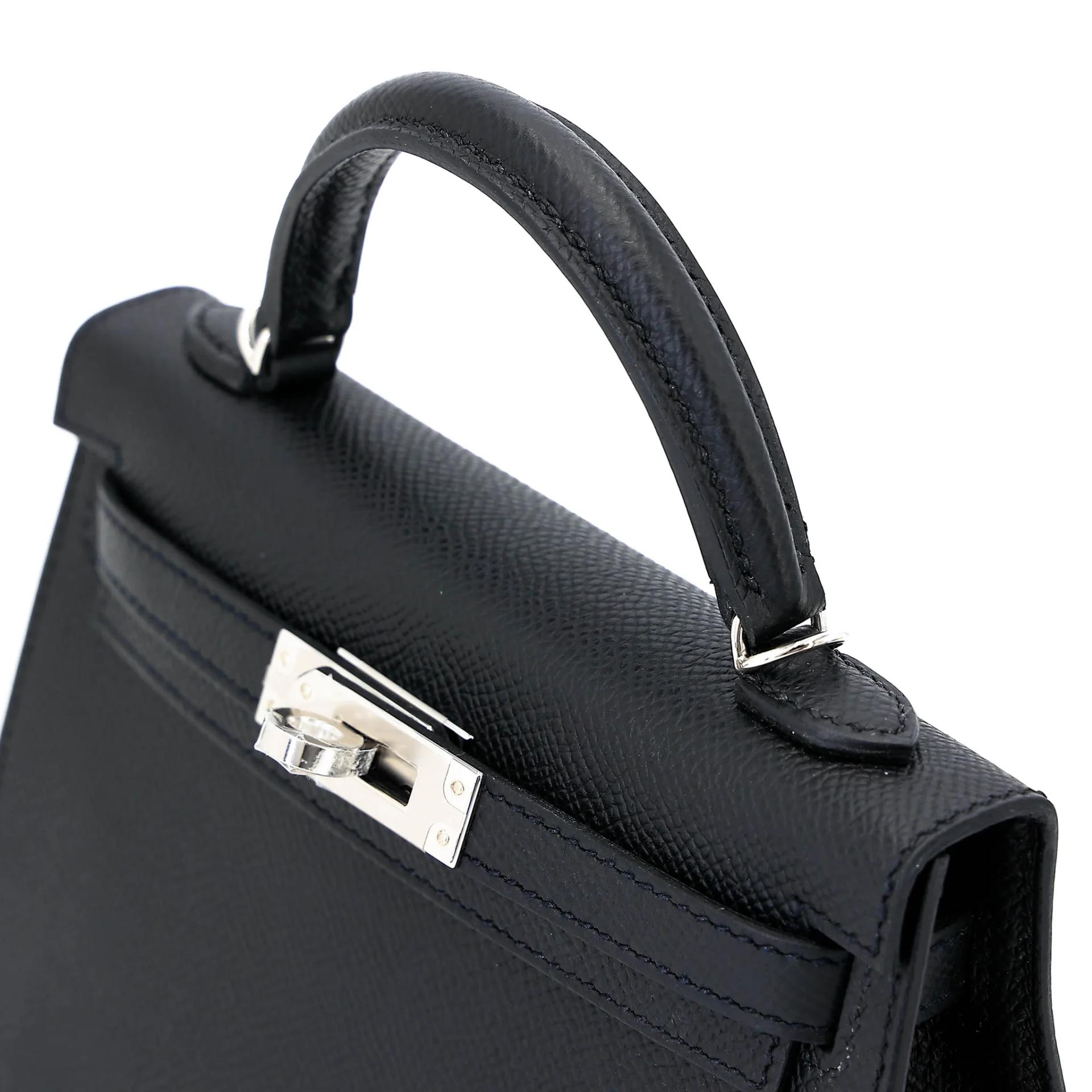 Brand New ( Rank N ) HERMÈS Mini Kelly II Noir (89) Epsom Palladium hardware G (2026) - 3