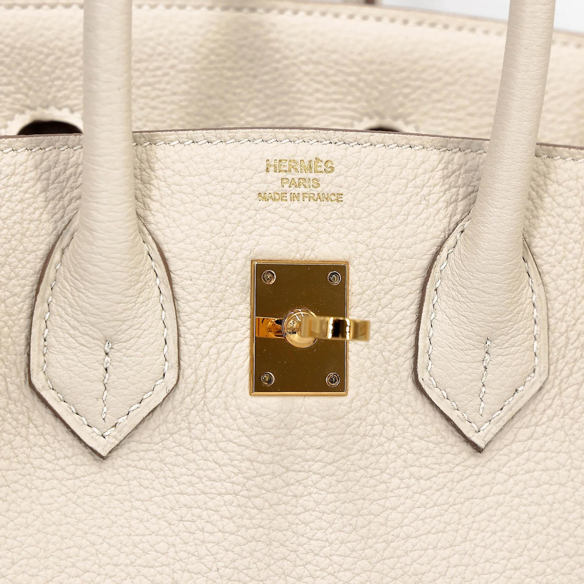 Excellent ( Rank SA ) HERMÈS Birkin 25 Craie (10) Togo Gold hardware Z (2021) - 16