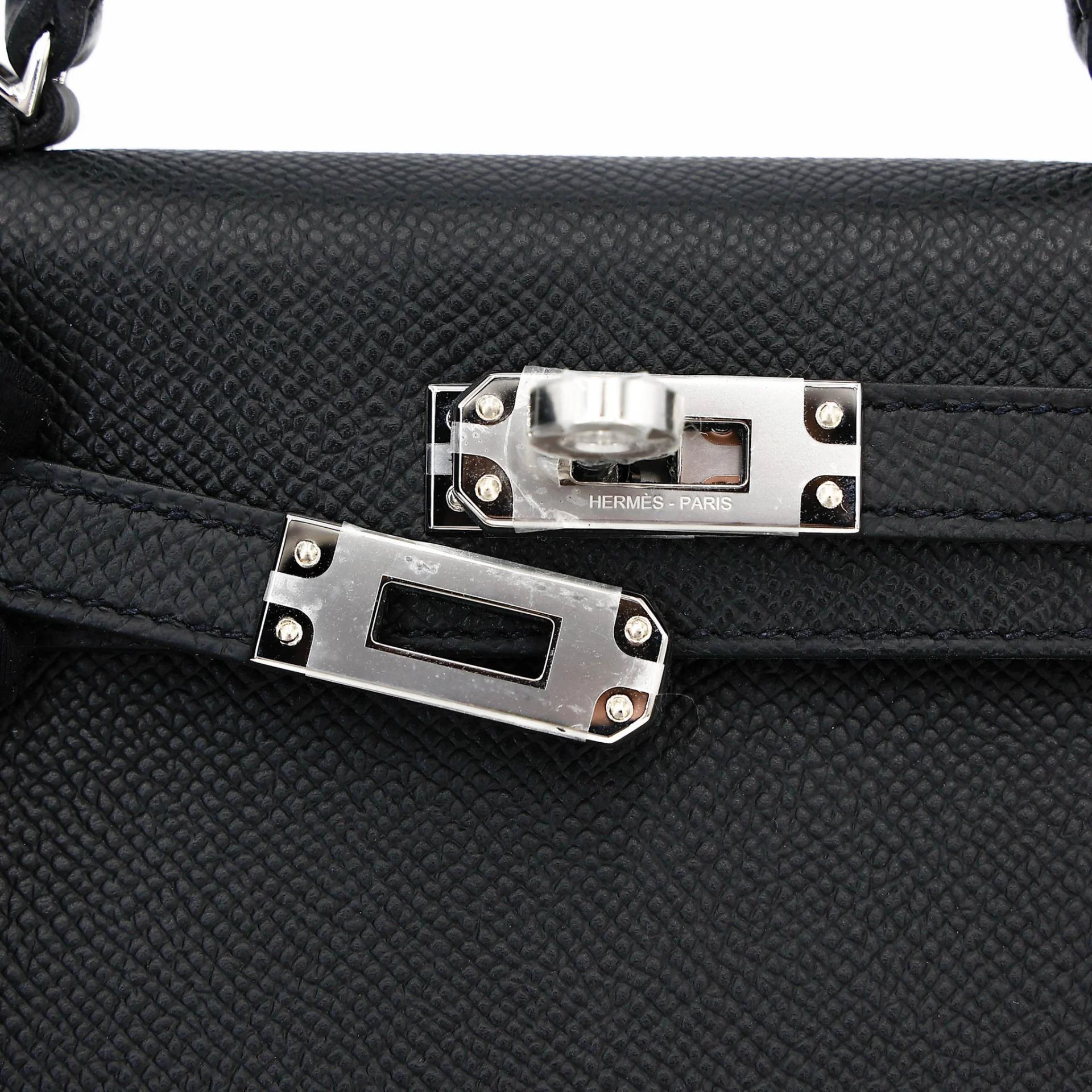 Brand New ( Rank N ) HERMÈS Mini Kelly II Noir (89) Epsom Palladium hardware G (2026) - 8