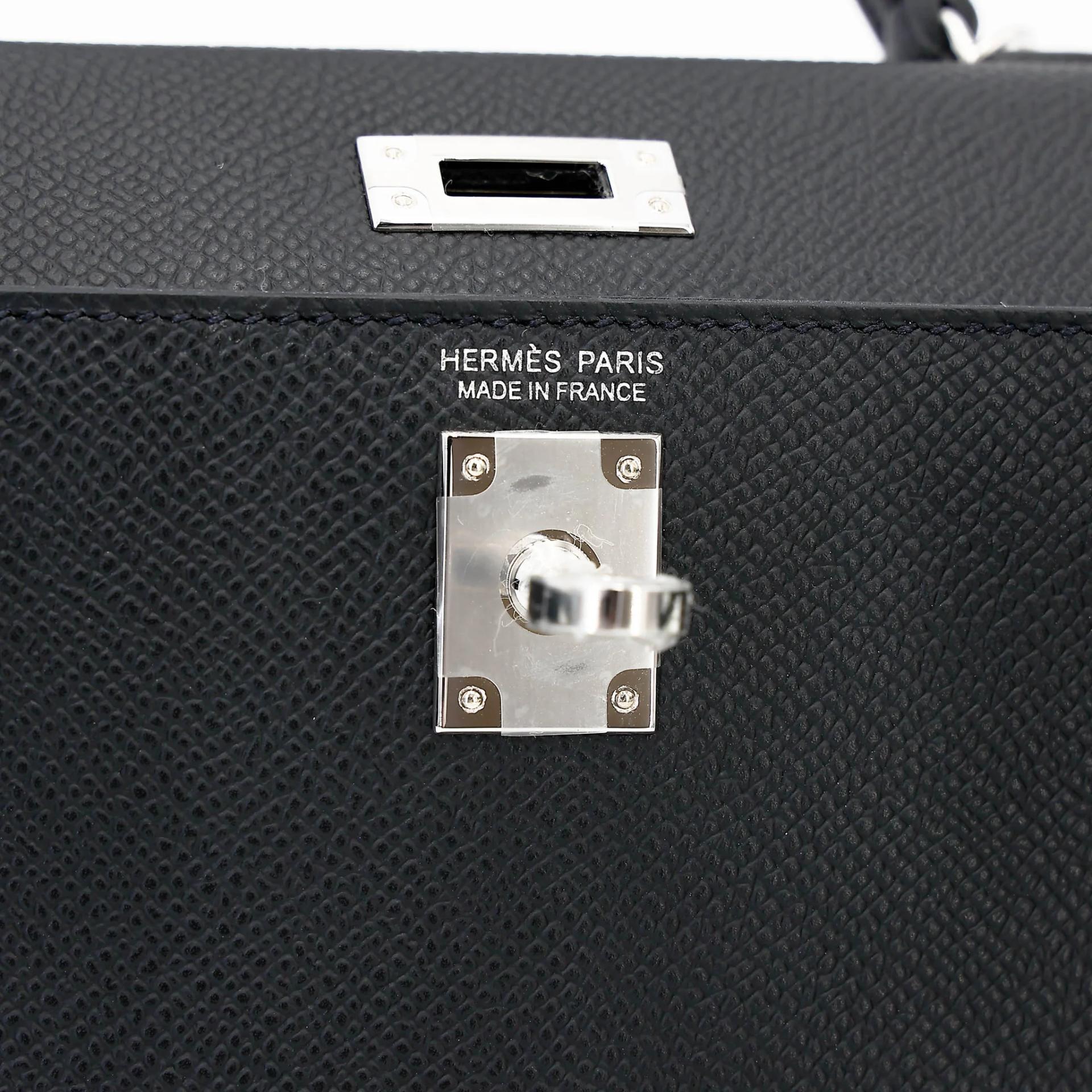 Brand New ( Rank N ) HERMÈS Mini Kelly II Noir (89) Epsom Palladium hardware G (2026) - 12