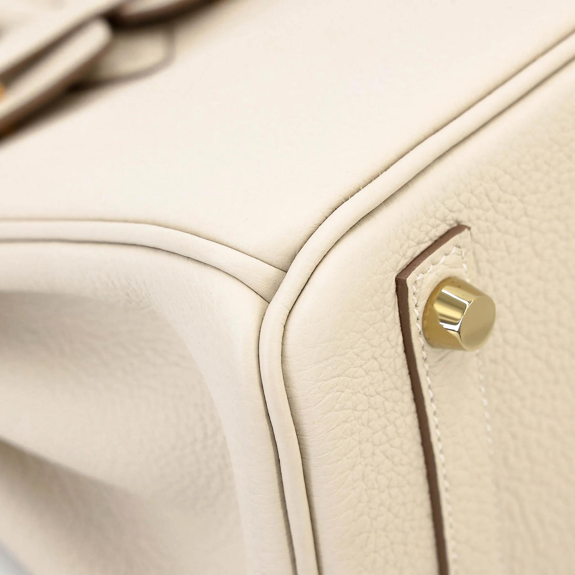 Excellent ( Rank SA ) HERMÈS Birkin 25 Craie (10) Togo Gold hardware Z (2021) - 9