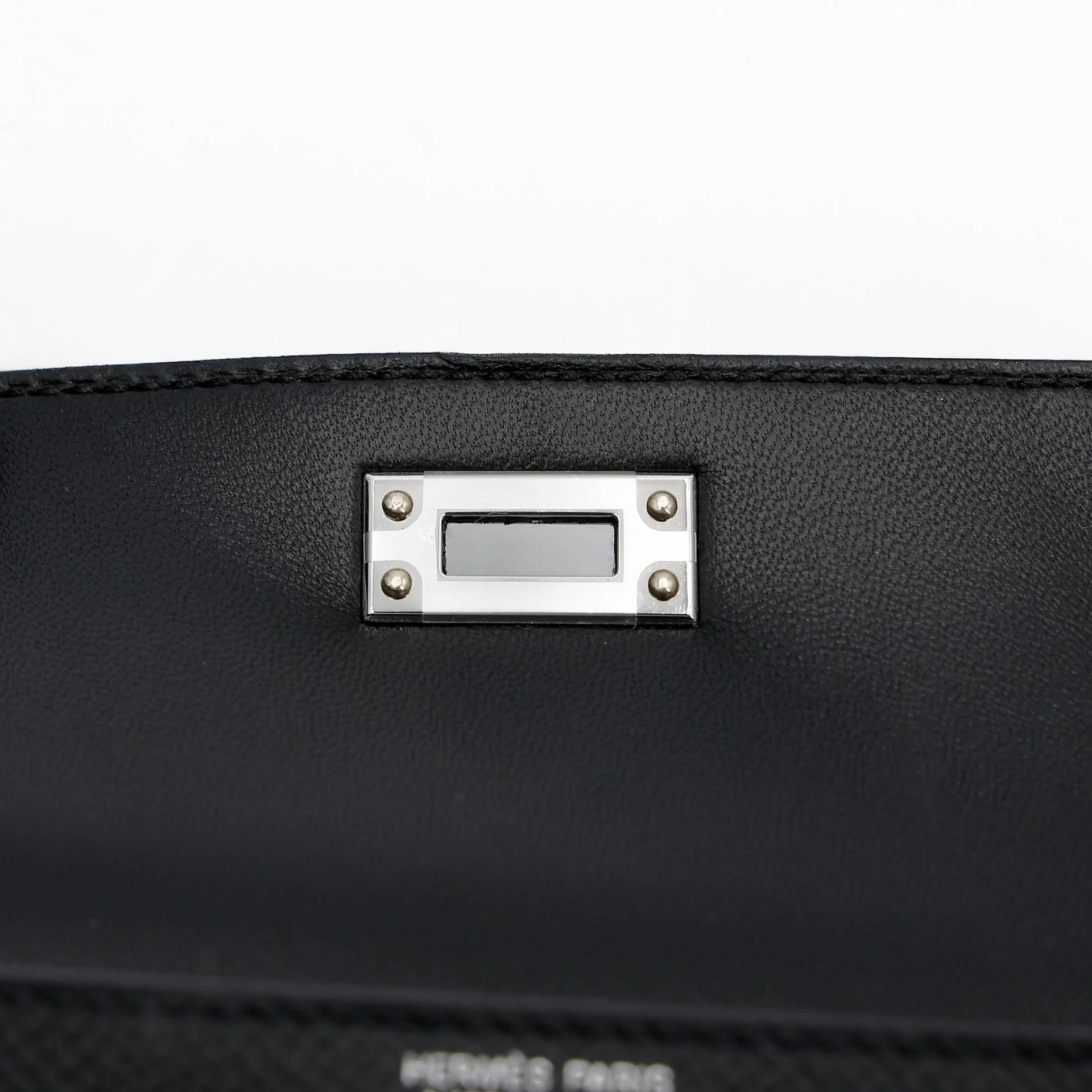 Brand New ( Rank N ) HERMÈS Mini Kelly II Noir (89) Epsom Palladium hardware G (2026) - 10