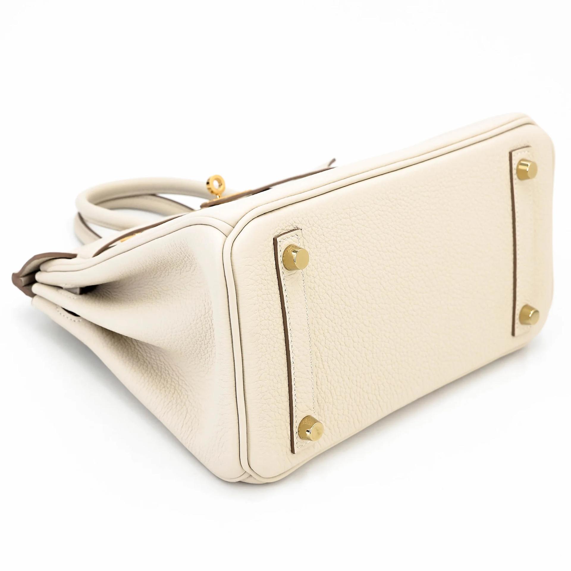 Excellent ( Rank SA ) HERMÈS Birkin 25 Craie (10) Togo Gold hardware Z (2021) - 5