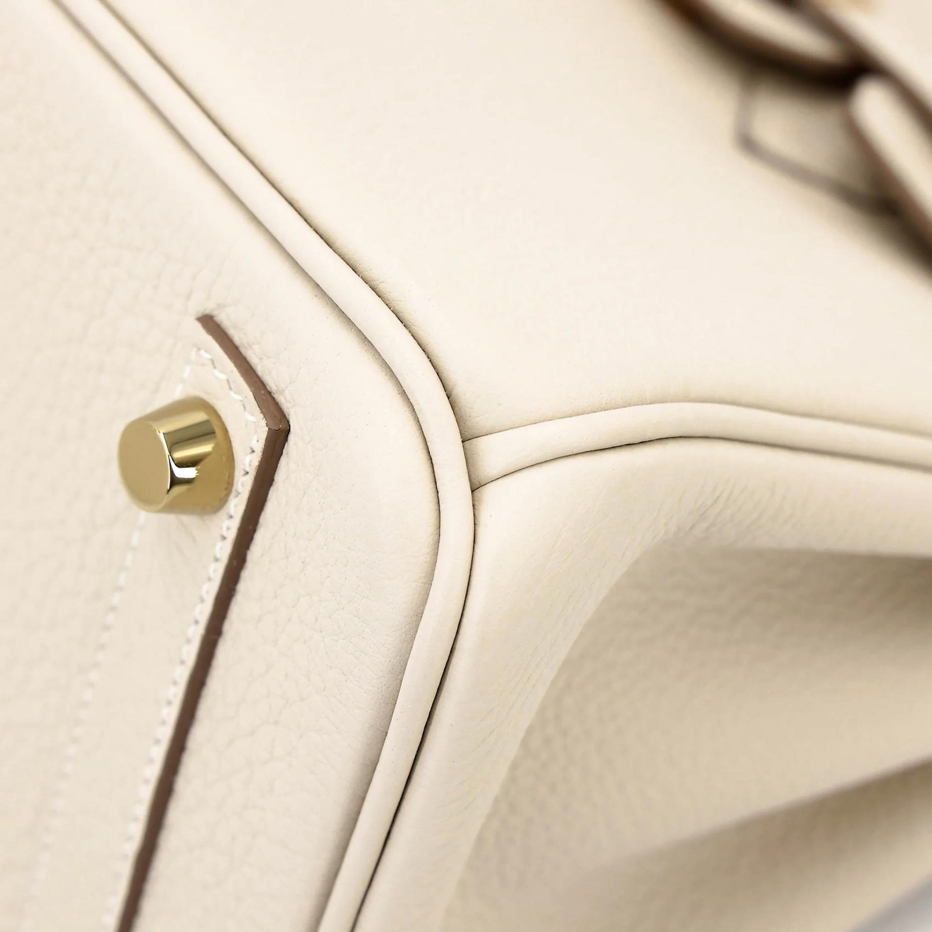 Excellent ( Rank SA ) HERMÈS Birkin 25 Craie (10) Togo Gold hardware Z (2021) - 8