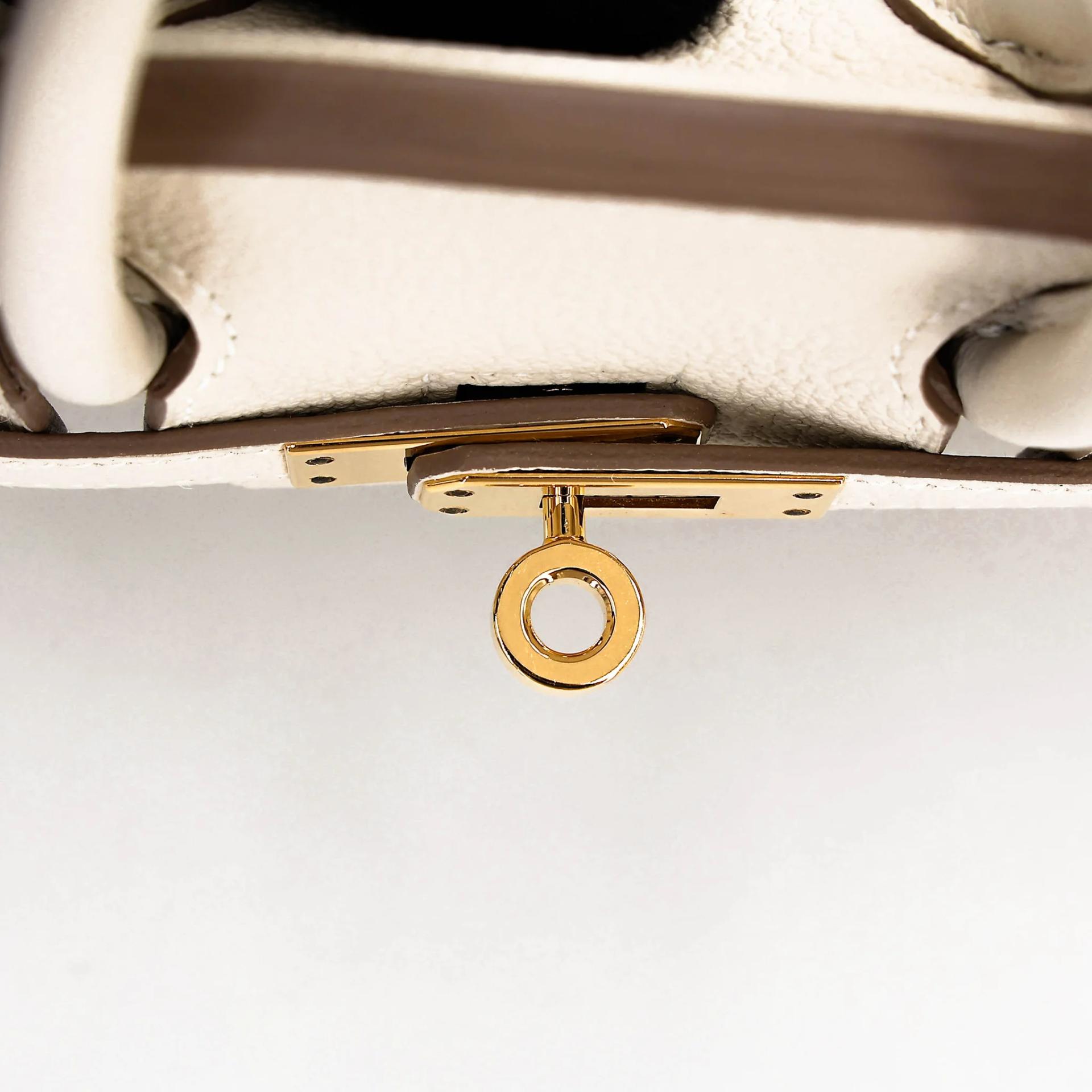 Excellent ( Rank SA ) HERMÈS Birkin 25 Craie (10) Togo Gold hardware Z (2021) - 15