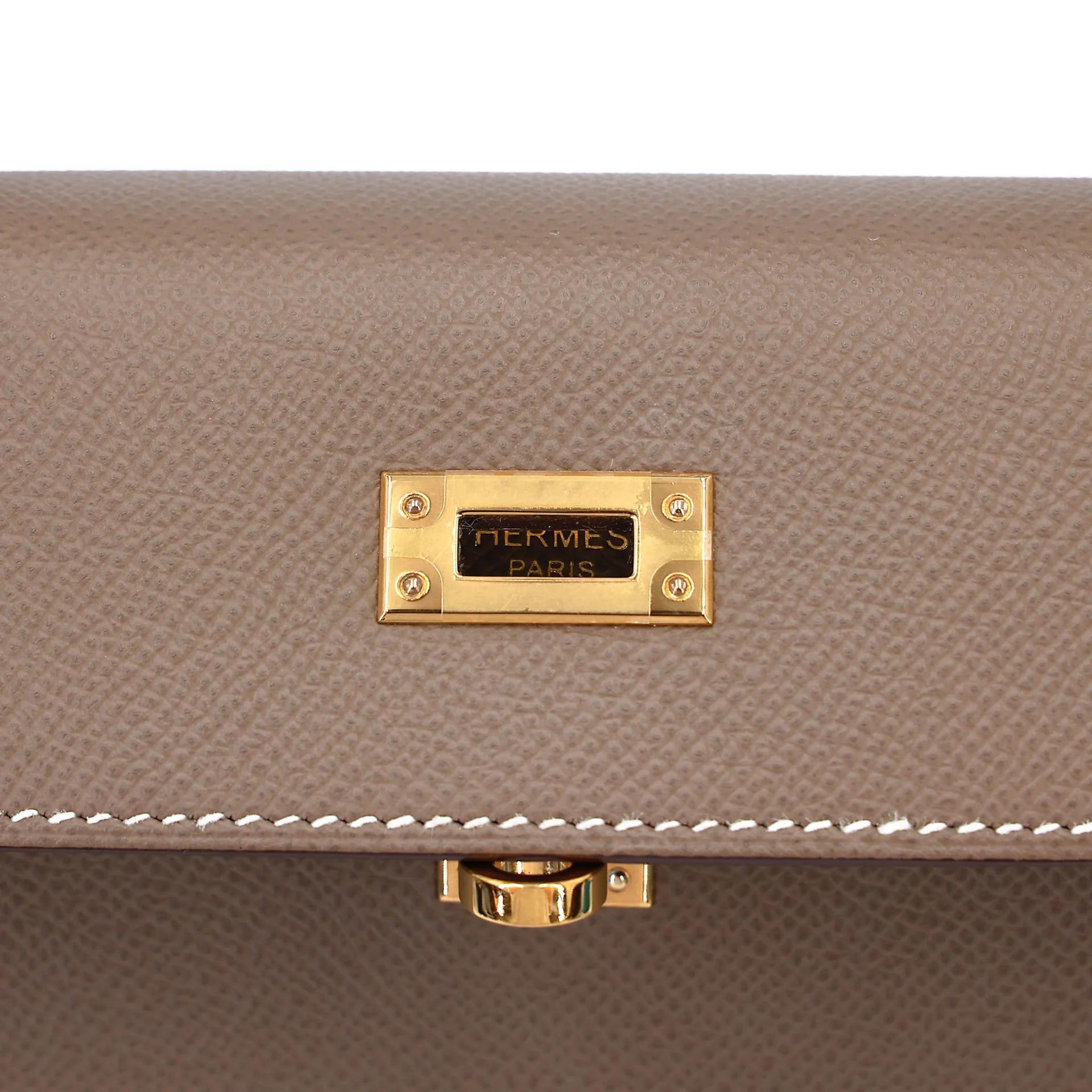 Excellent ( Rank SA ) HERMÈS Kelly 25 Sellier Etoupe (18) Epsom Gold hardware Y (2020) - 10
