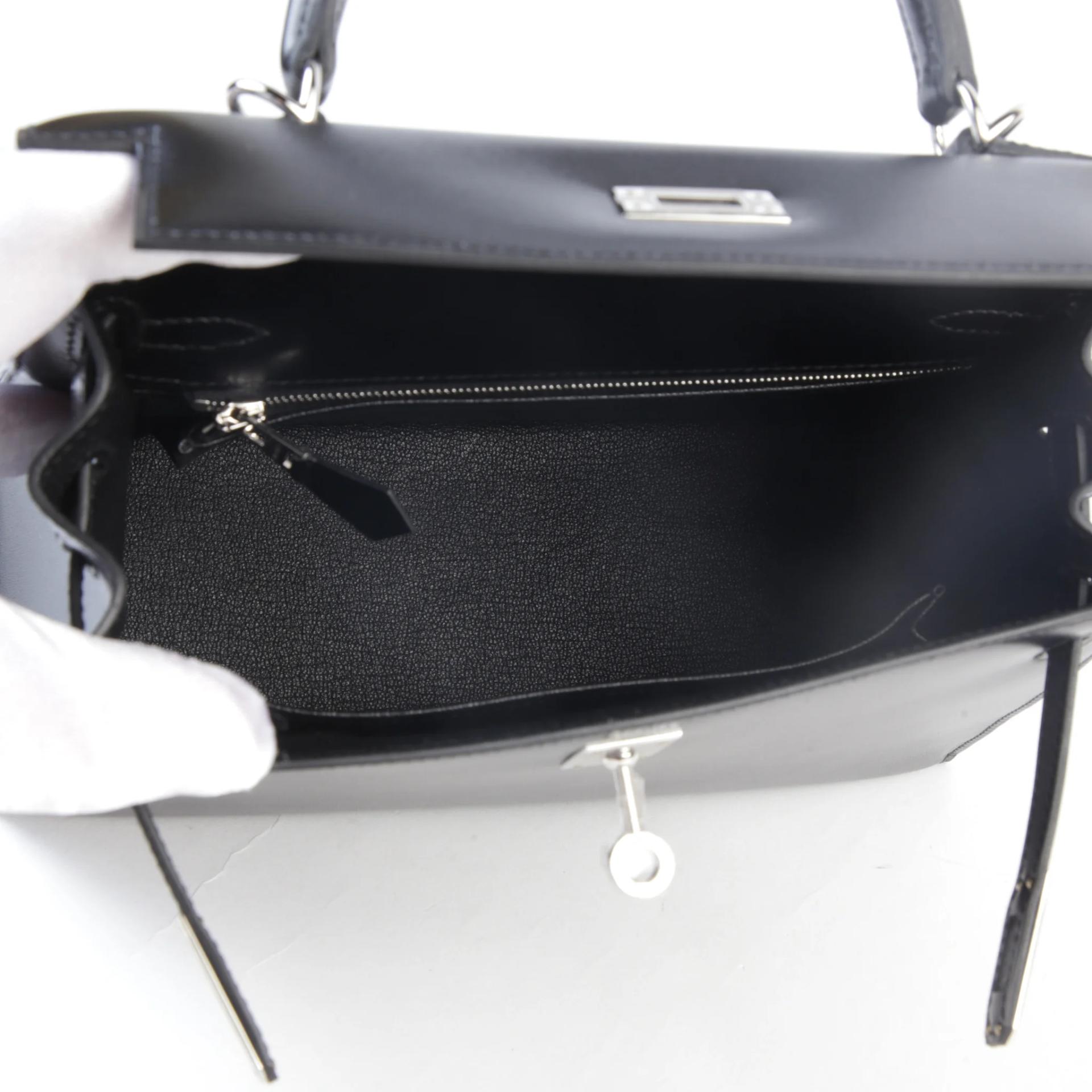 Unused ( Rank NS ) HERMÈS Kelly 25 Sellier Noir (89) Box-calf Palladium hardware W (2024) - 10