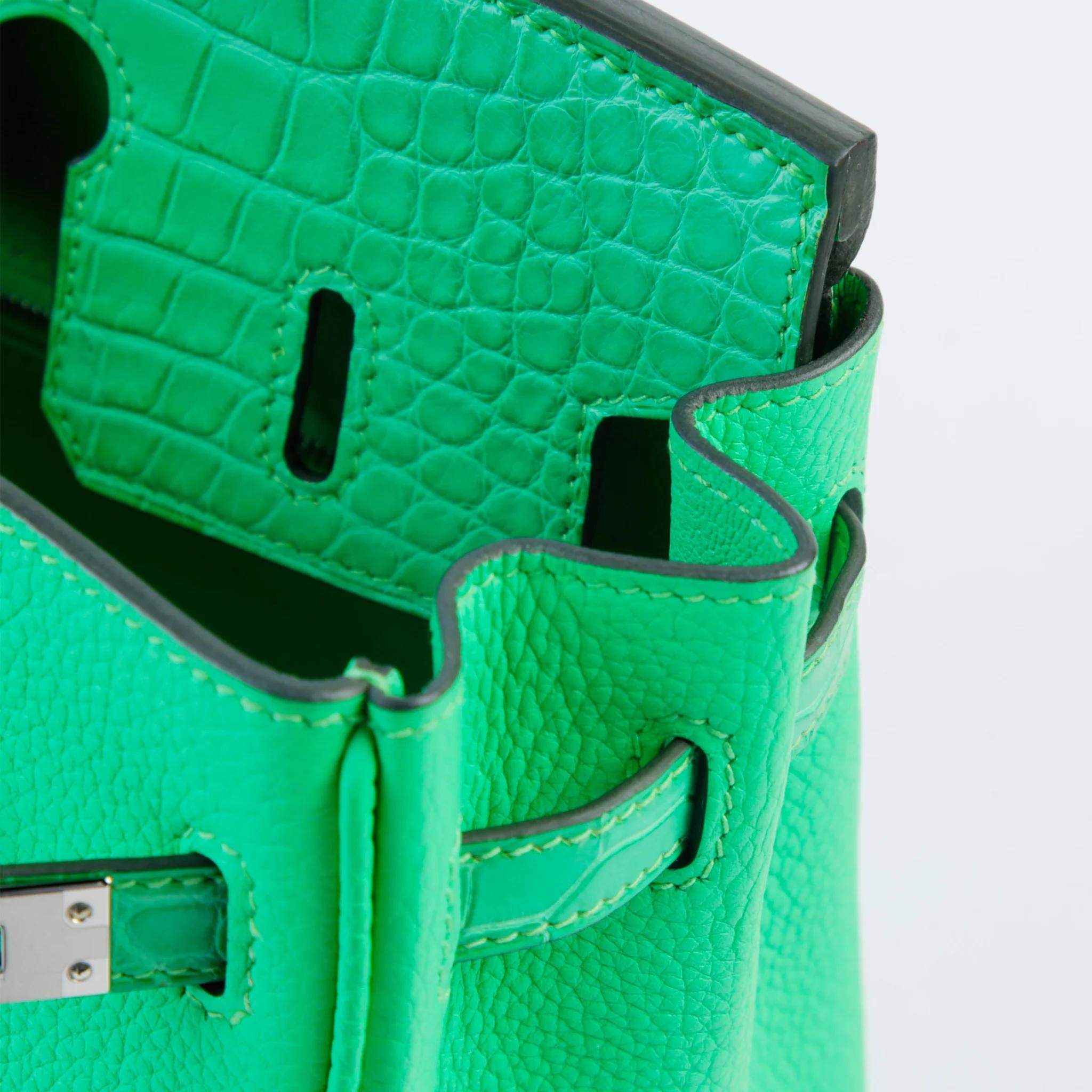 Unused ( Rank NS ) HERMÈS Birkin 25 Touch Vert Comics (0Z) Matte Alligator Togo Palladium hardware B (2023) - 11
