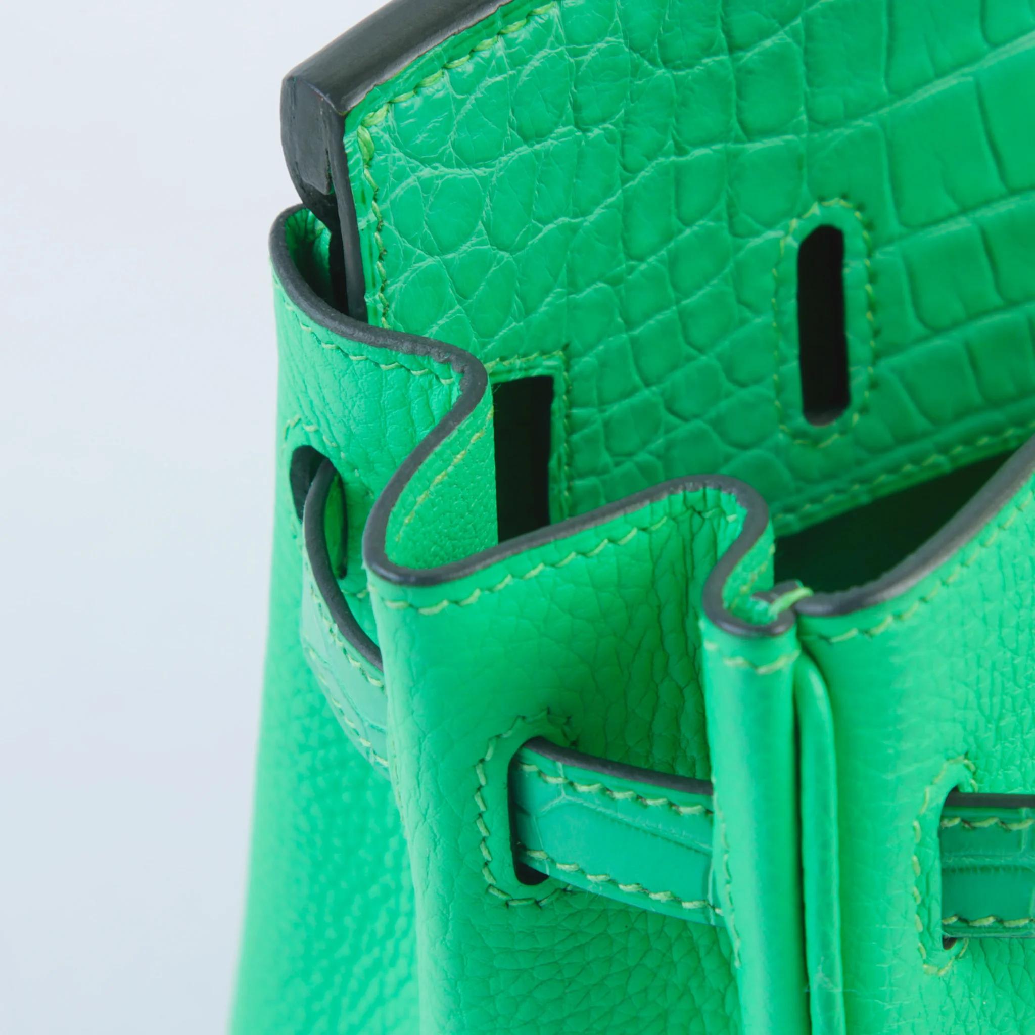 Unused ( Rank NS ) HERMÈS Birkin 25 Touch Vert Comics (0Z) Matte Alligator Togo Palladium hardware B (2023) - 12