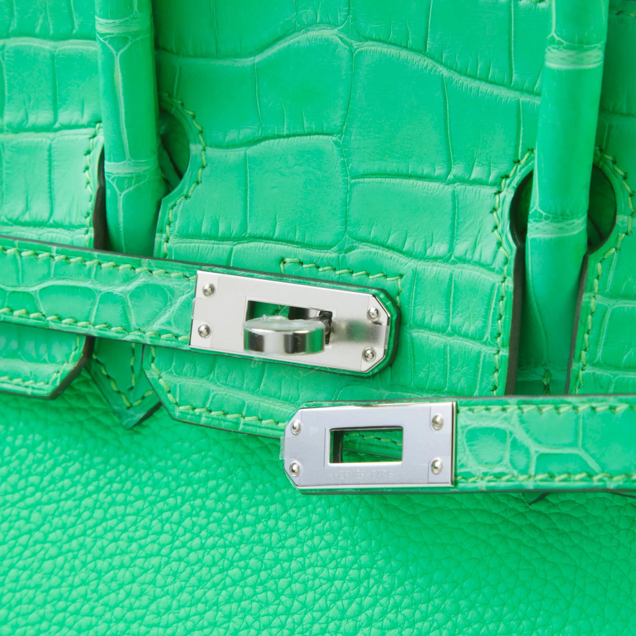 Unused ( Rank NS ) HERMÈS Birkin 25 Touch Vert Comics (0Z) Matte Alligator Togo Palladium hardware B (2023) - 8