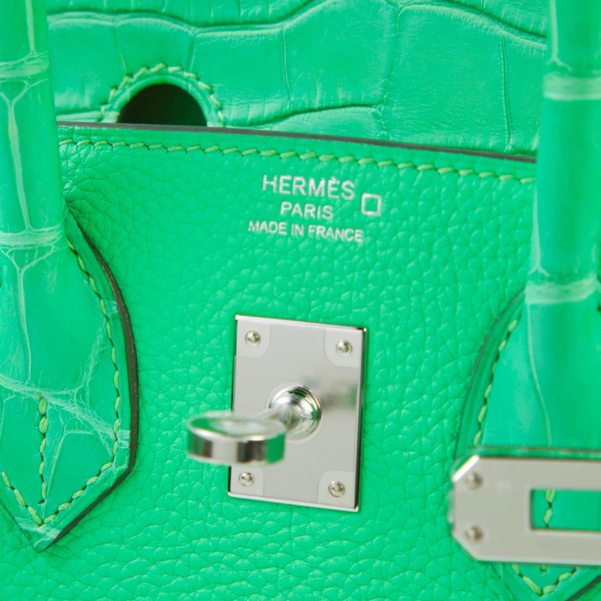 Unused ( Rank NS ) HERMÈS Birkin 25 Touch Vert Comics (0Z) Matte Alligator Togo Palladium hardware B (2023) - 9