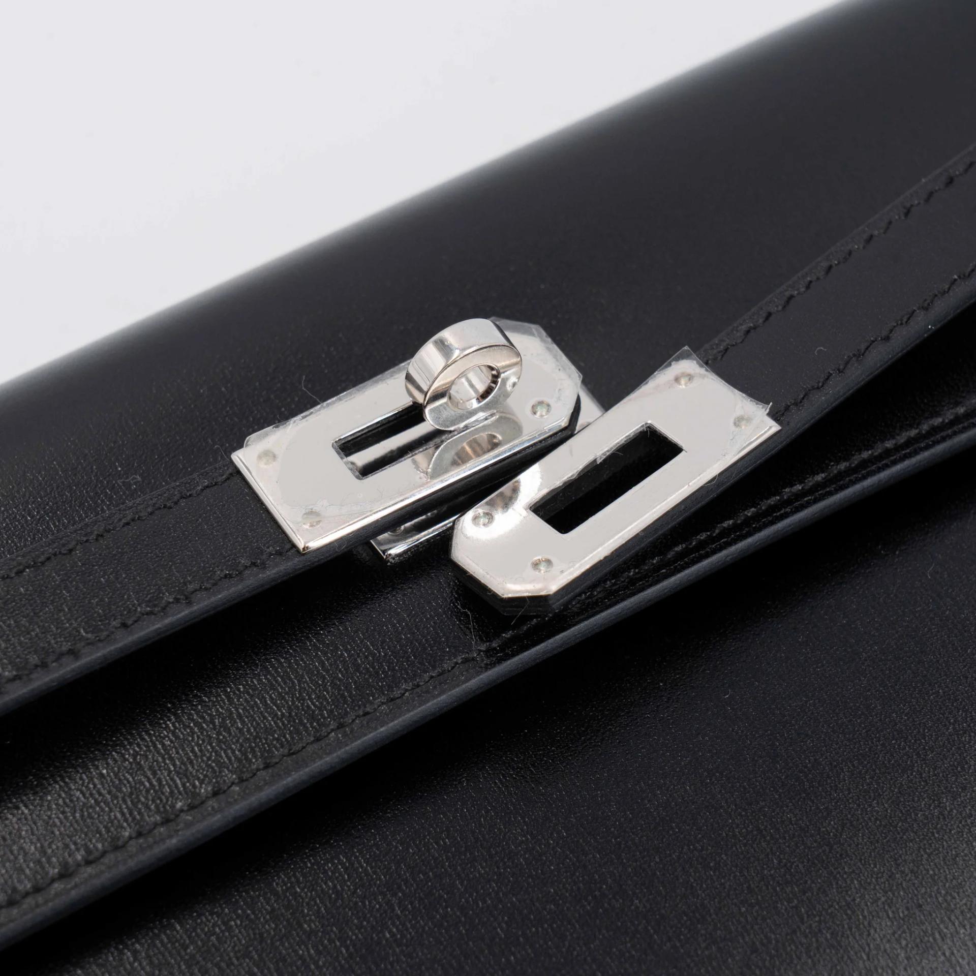 Very Good ( Rank A) HERMÈS Kelly To Go Wallet Noir (89) Box-calf Palladium hardware K (2025) - 12