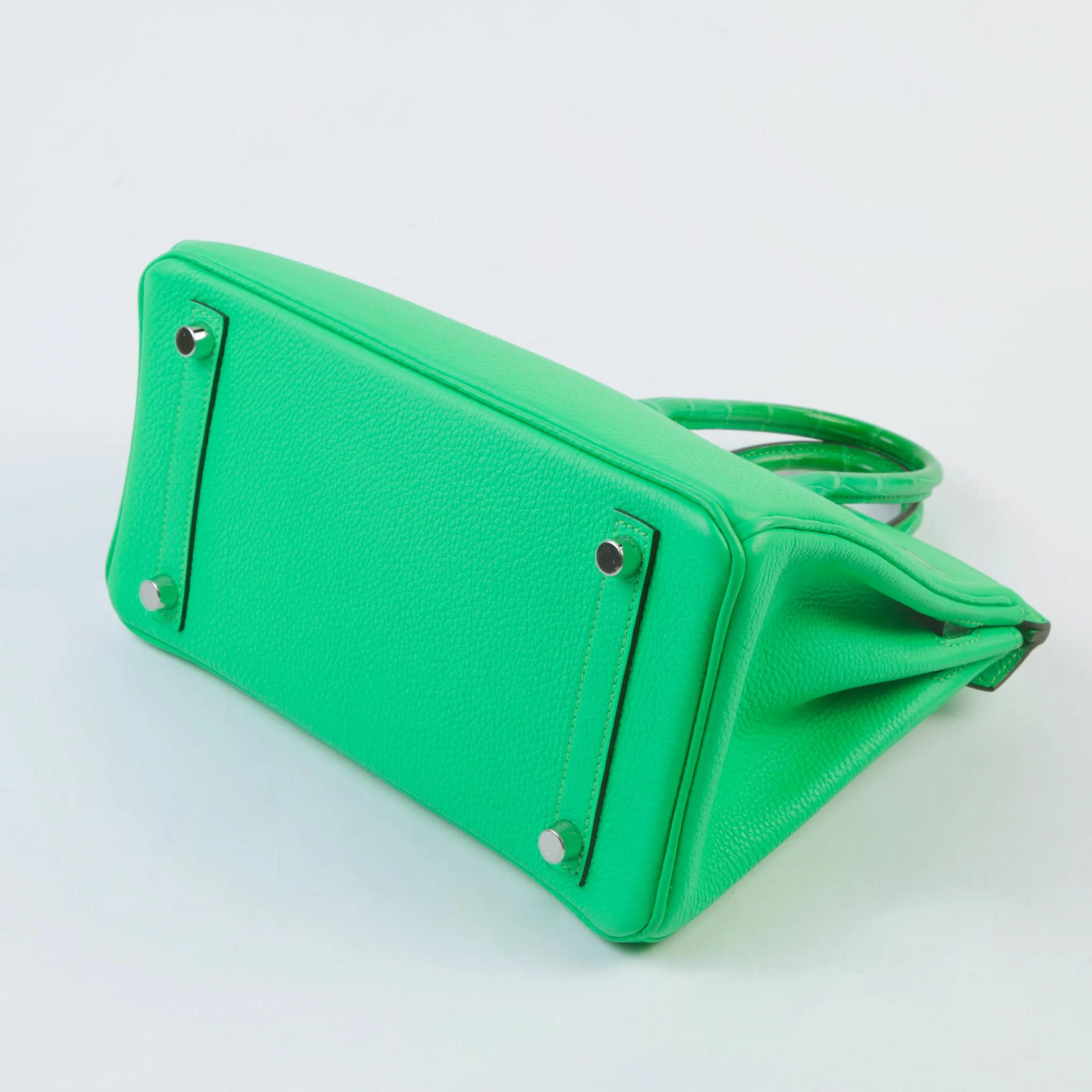 Unused ( Rank NS ) HERMÈS Birkin 25 Touch Vert Comics (0Z) Matte Alligator Togo Palladium hardware B (2023) - 7