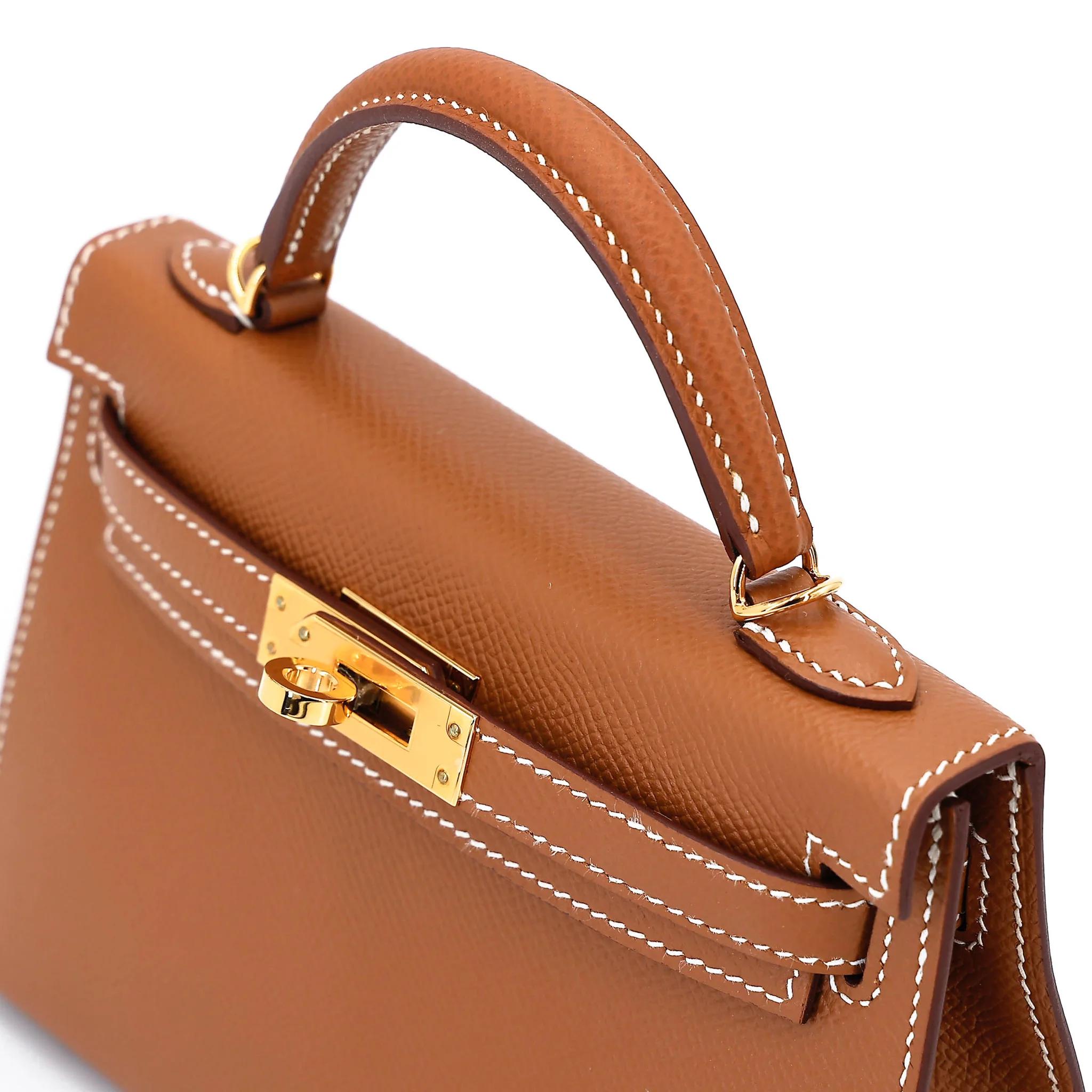 Unused ( Rank NS ) HERMÈS Mini Kelly II Gold (37) Epsom Gold hardware Y (2020) - 3