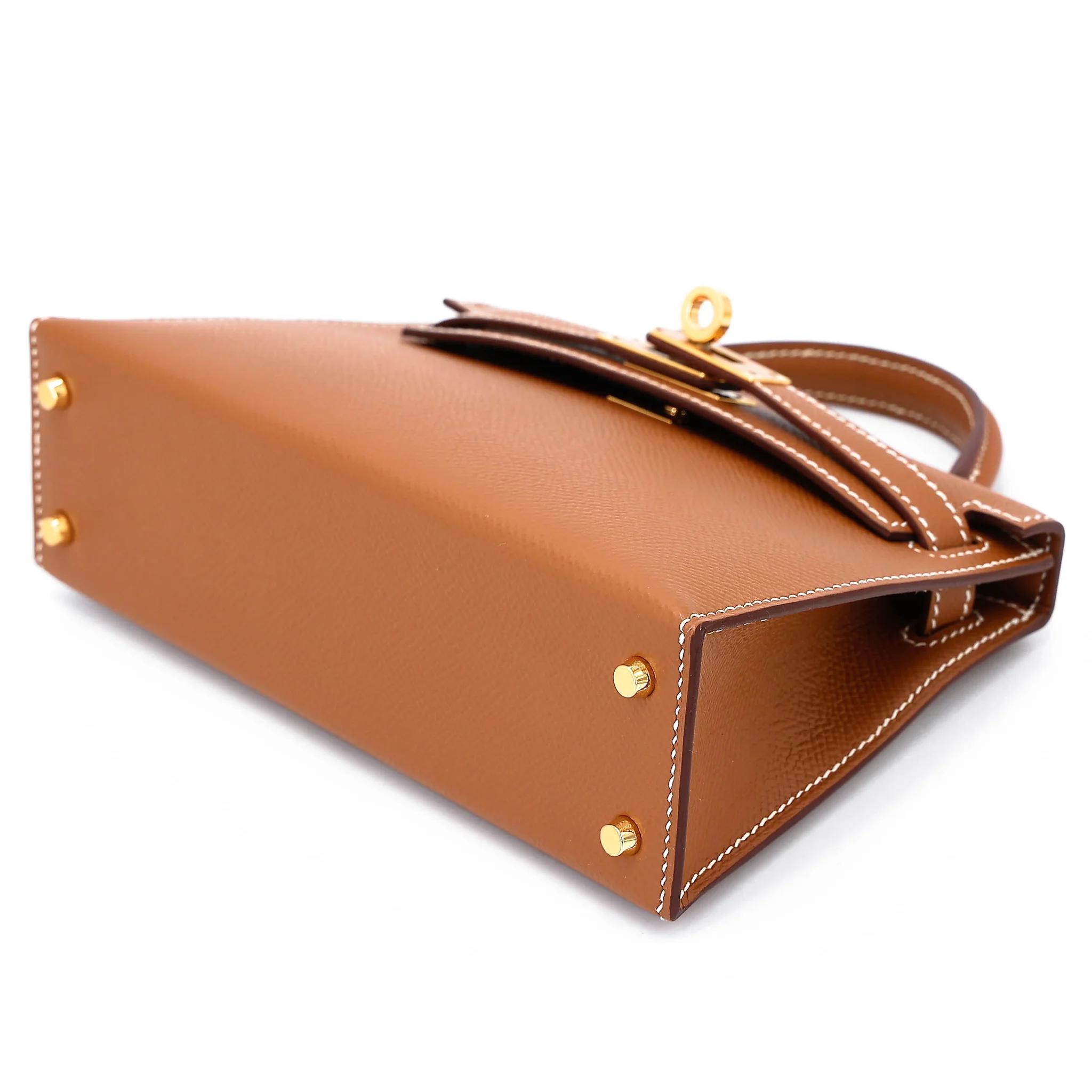 Unused ( Rank NS ) HERMÈS Mini Kelly II Gold (37) Epsom Gold hardware Y (2020) - 4