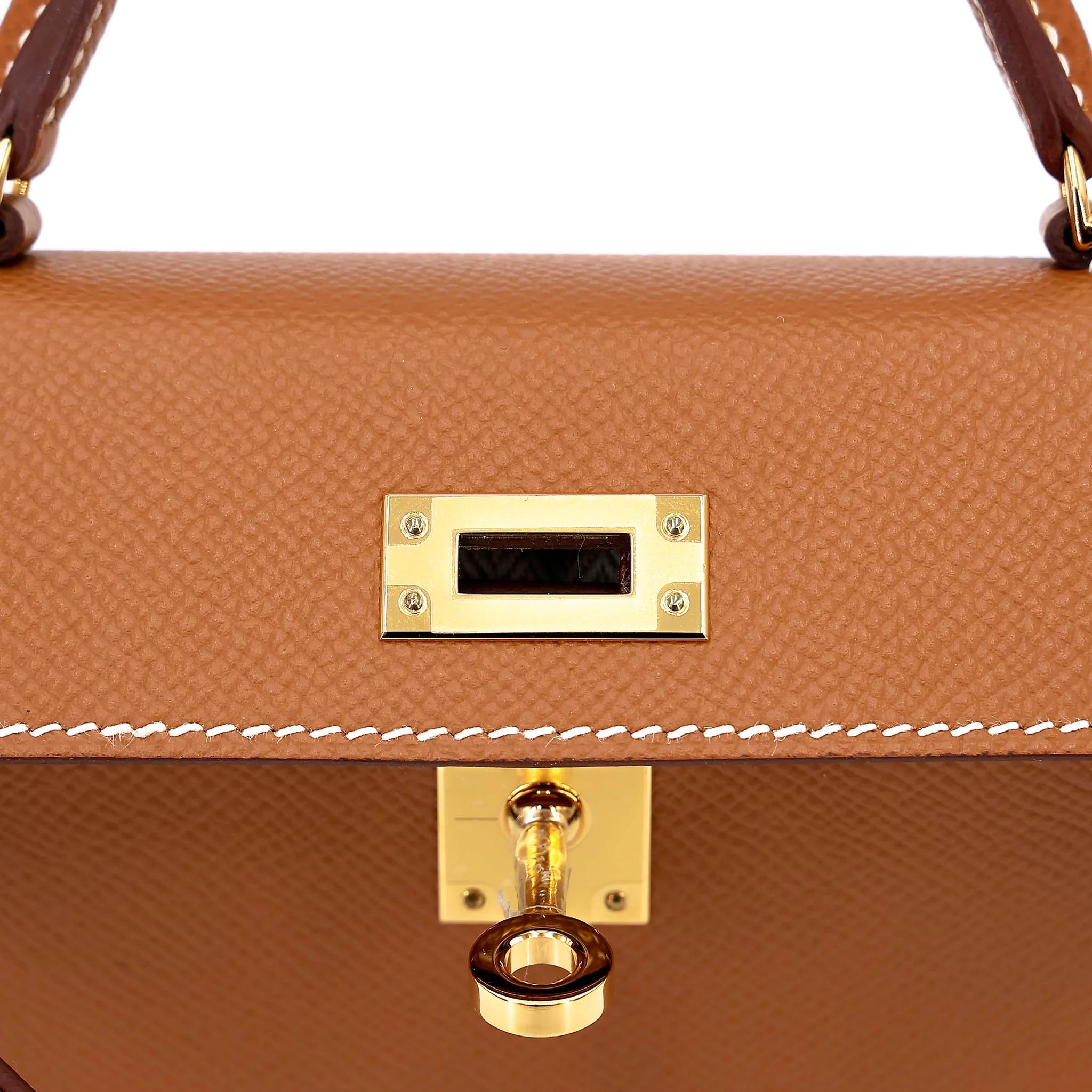 Unused ( Rank NS ) HERMÈS Mini Kelly II Gold (37) Epsom Gold hardware Y (2020) - 12