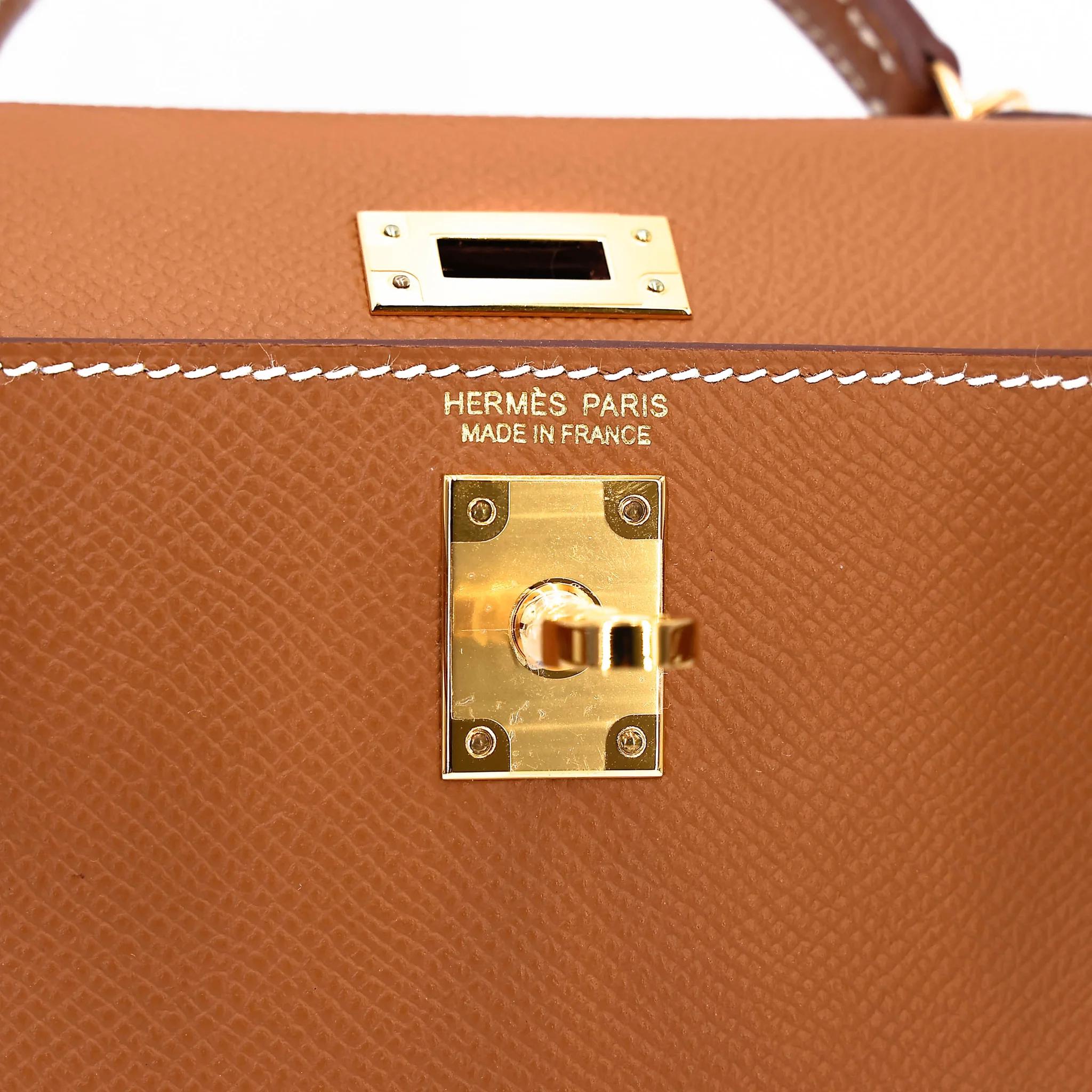 Unused ( Rank NS ) HERMÈS Mini Kelly II Gold (37) Epsom Gold hardware Y (2020) - 15