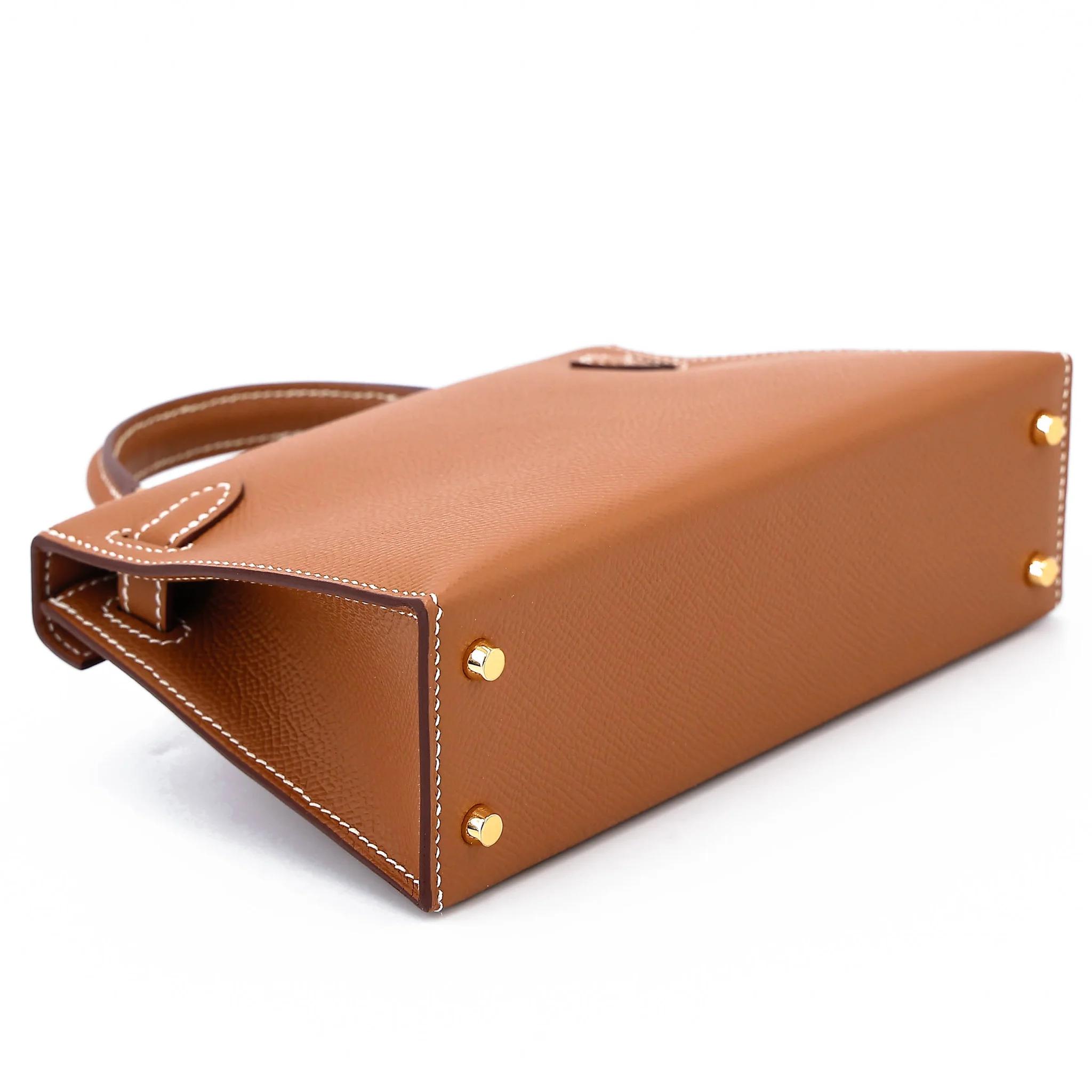 Unused ( Rank NS ) HERMÈS Mini Kelly II Gold (37) Epsom Gold hardware Y (2020) - 7