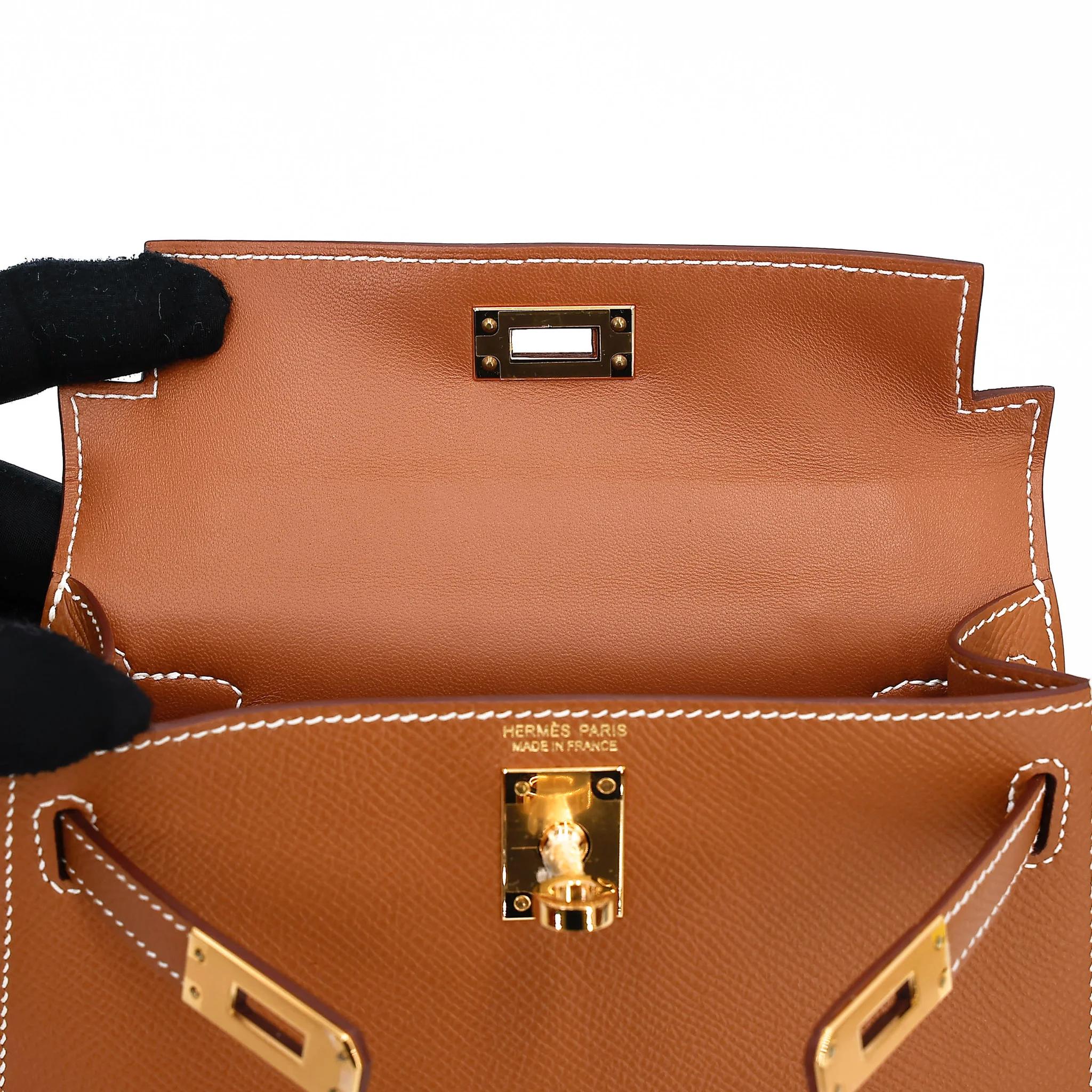 Unused ( Rank NS ) HERMÈS Mini Kelly II Gold (37) Epsom Gold hardware Y (2020) - 14