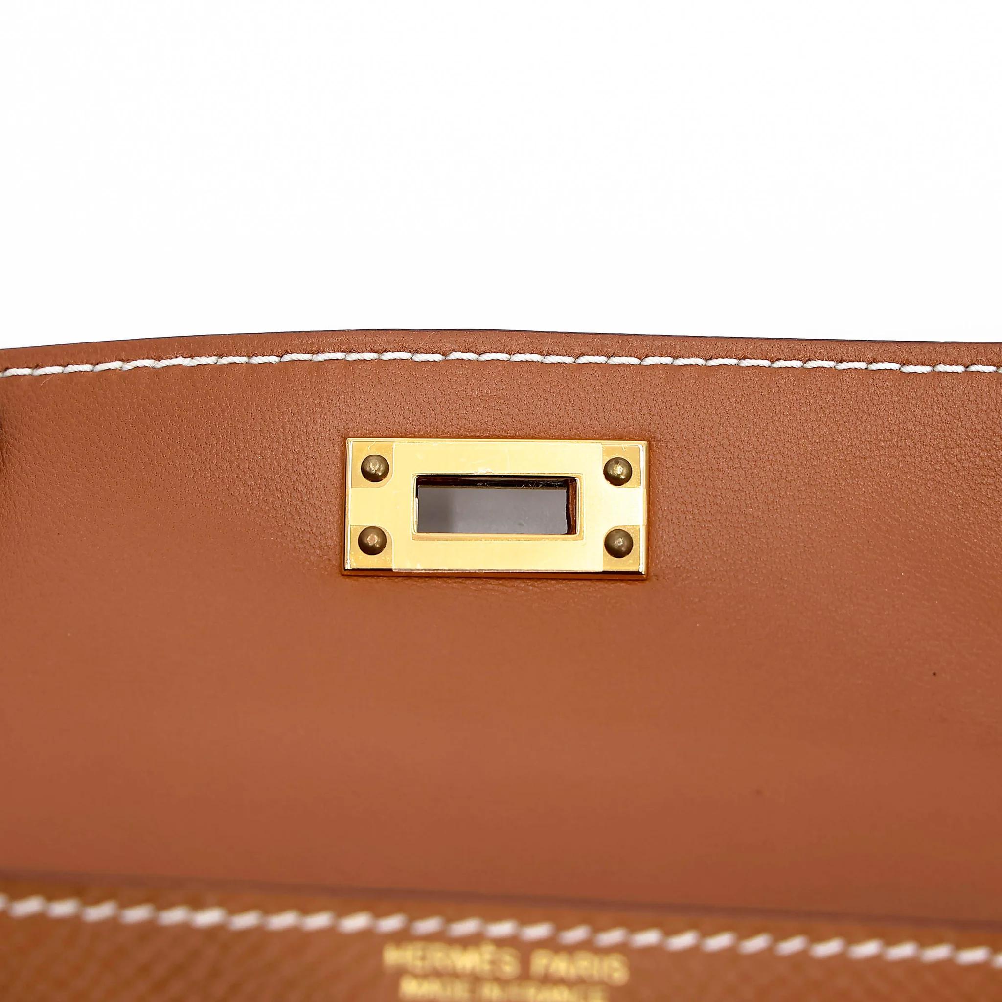 Unused ( Rank NS ) HERMÈS Mini Kelly II Gold (37) Epsom Gold hardware Y (2020) - 13