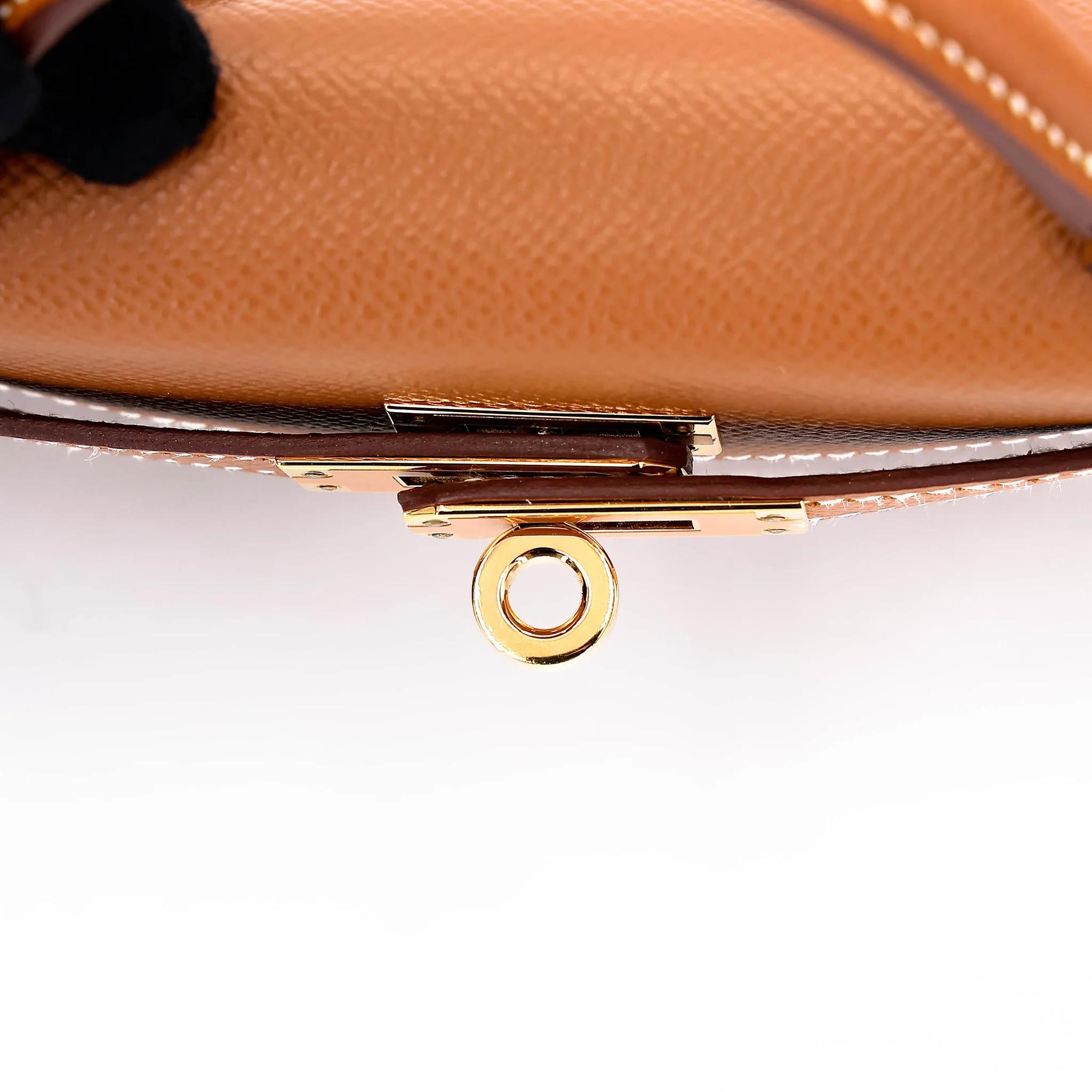 Unused ( Rank NS ) HERMÈS Mini Kelly II Gold (37) Epsom Gold hardware Y (2020) - 11