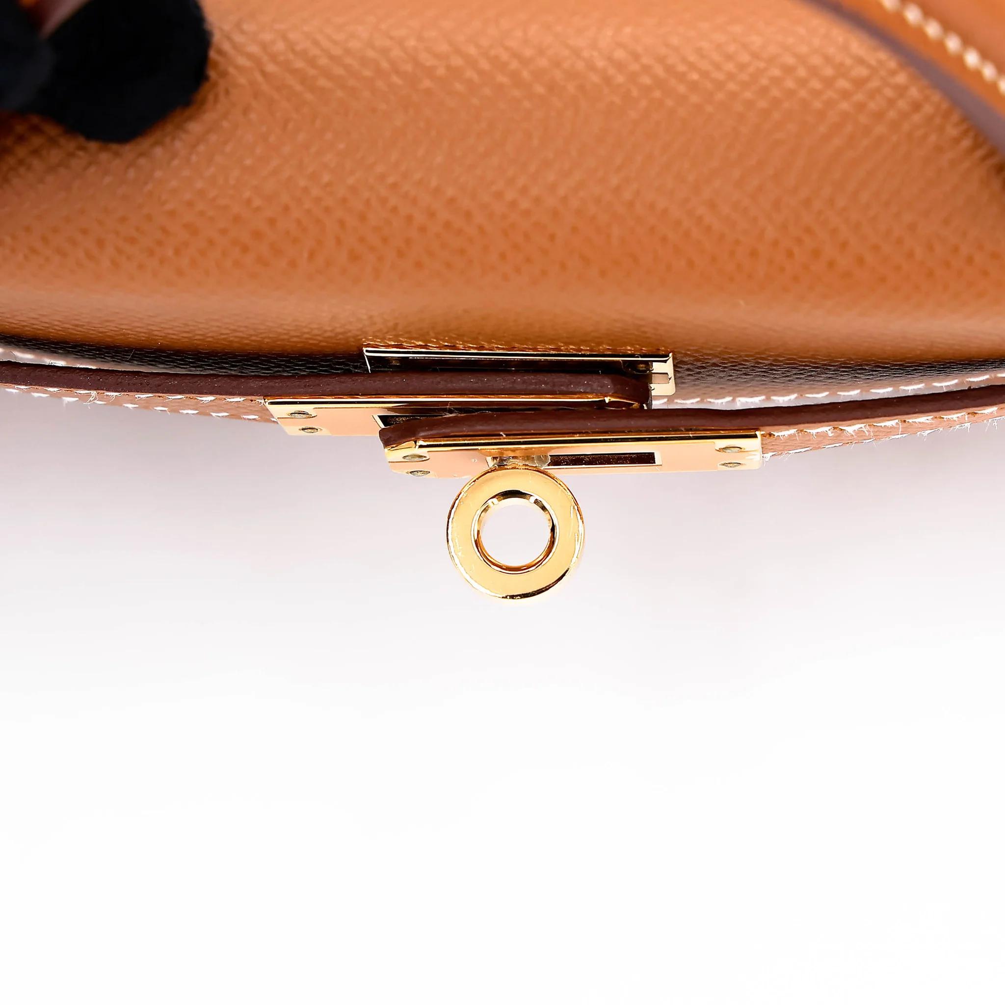 Unused ( Rank NS ) HERMÈS Mini Kelly II Gold (37) Epsom Gold hardware Y (2020) - 10