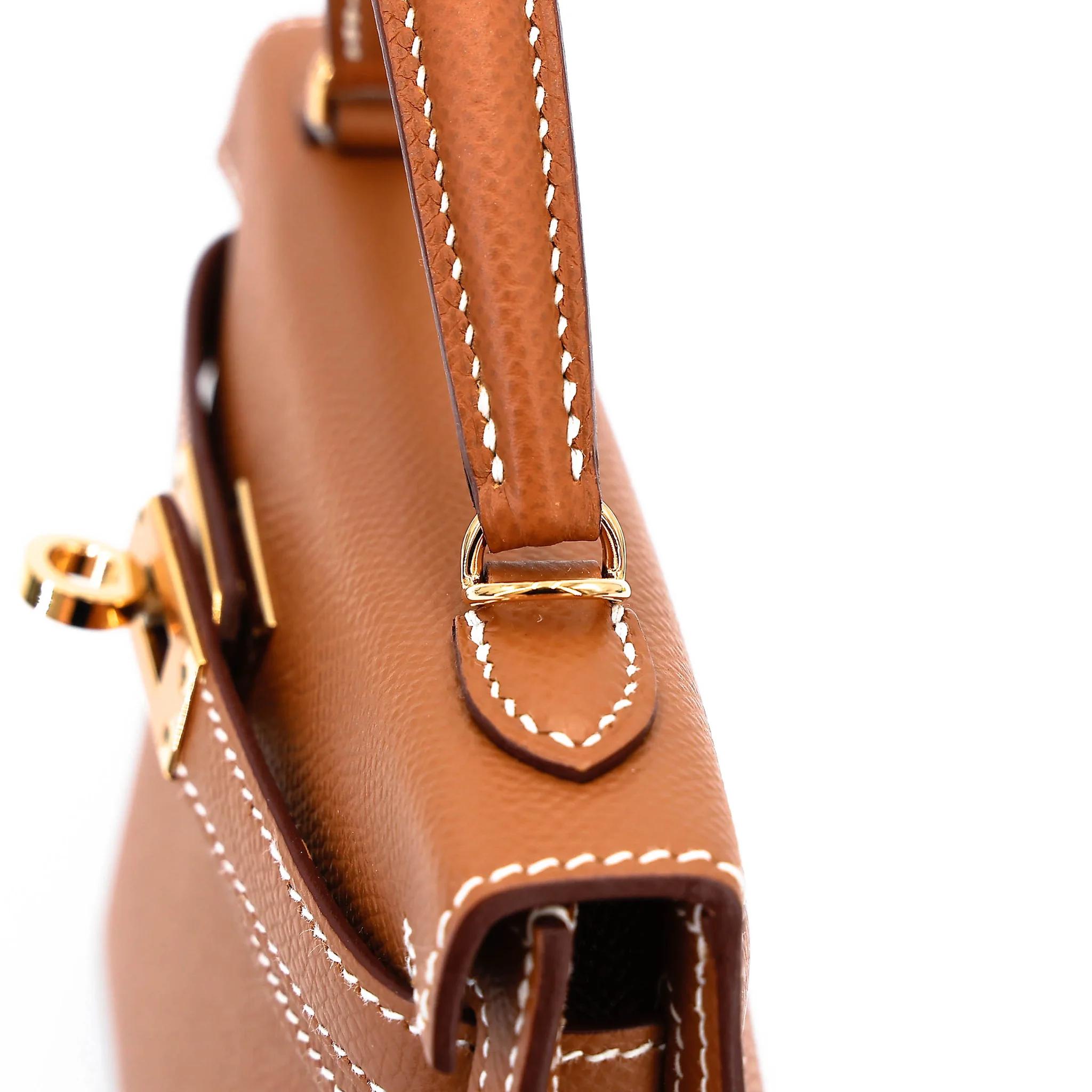 Unused ( Rank NS ) HERMÈS Mini Kelly II Gold (37) Epsom Gold hardware Y (2020) - 8