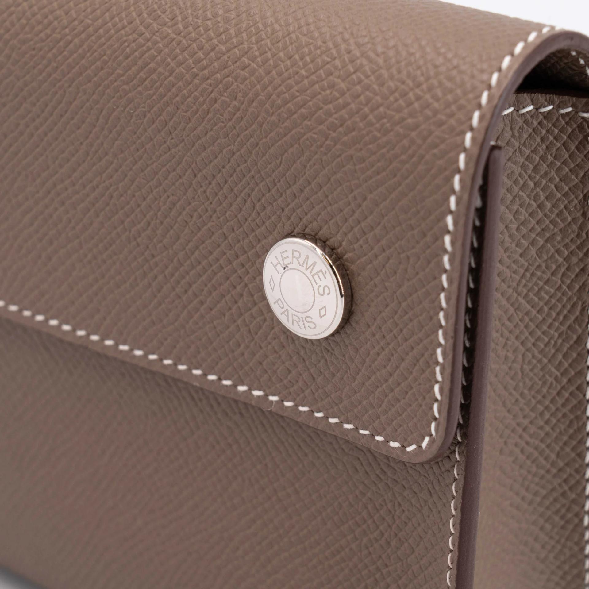 Excellent ( Rank SA ) HERMÈS Hermesnap Wallet Etoupe (18) Epsom Palladium hardware W (2024) - 16