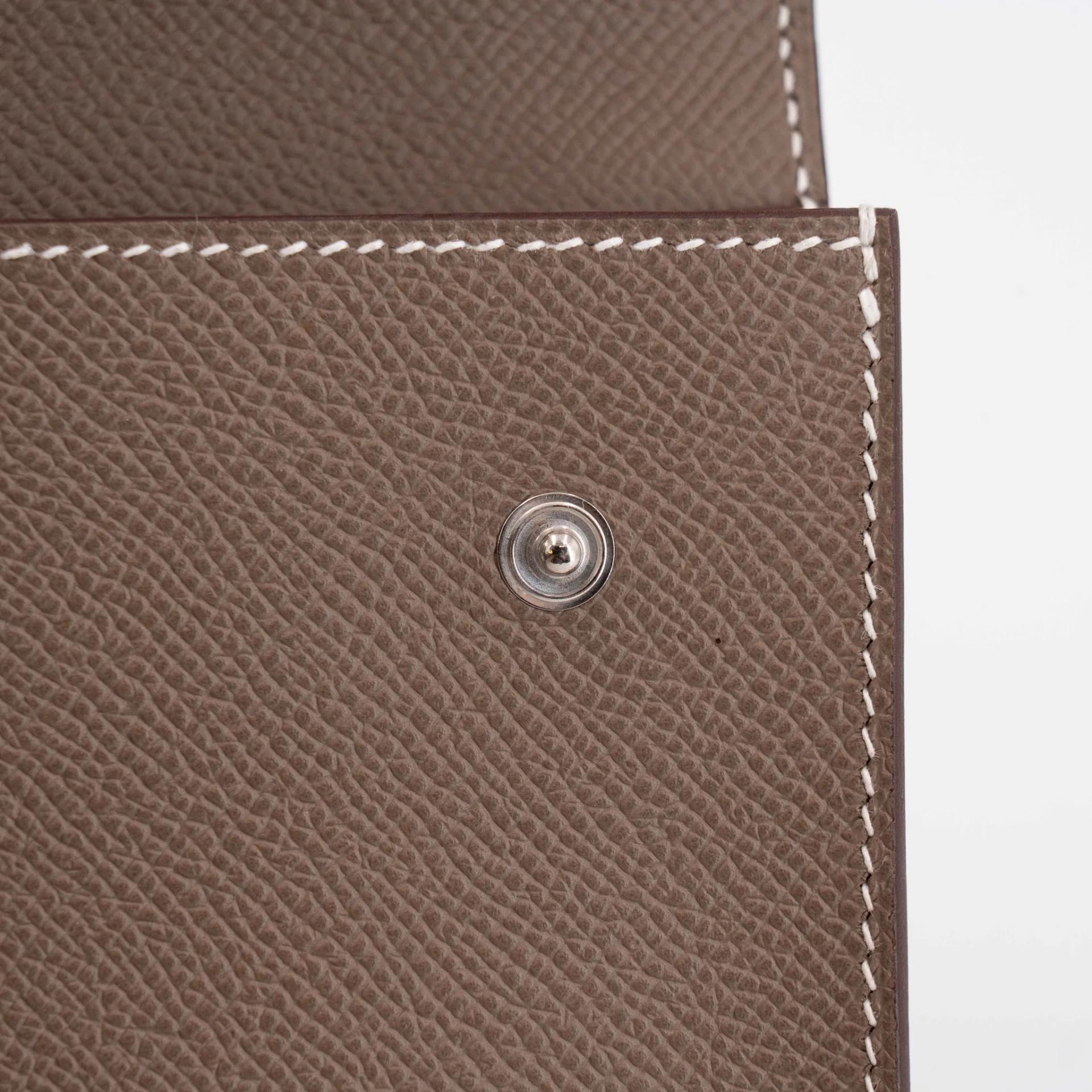 Excellent ( Rank SA ) HERMÈS Hermesnap Wallet Etoupe (18) Epsom Palladium hardware W (2024) - 22