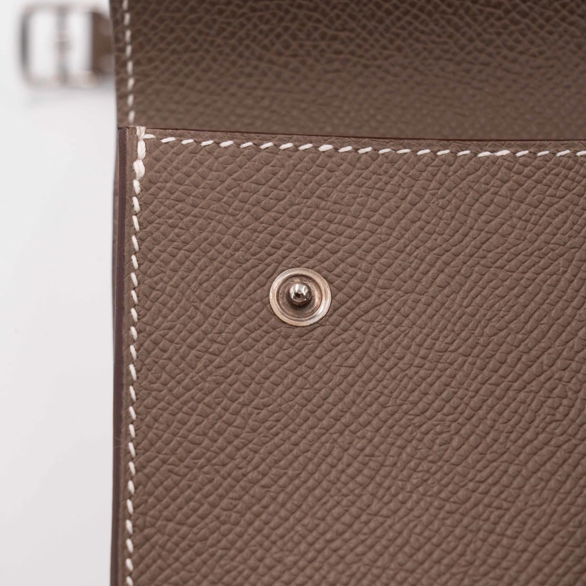 Excellent ( Rank SA ) HERMÈS Hermesnap Wallet Etoupe (18) Epsom Palladium hardware W (2024) - 23