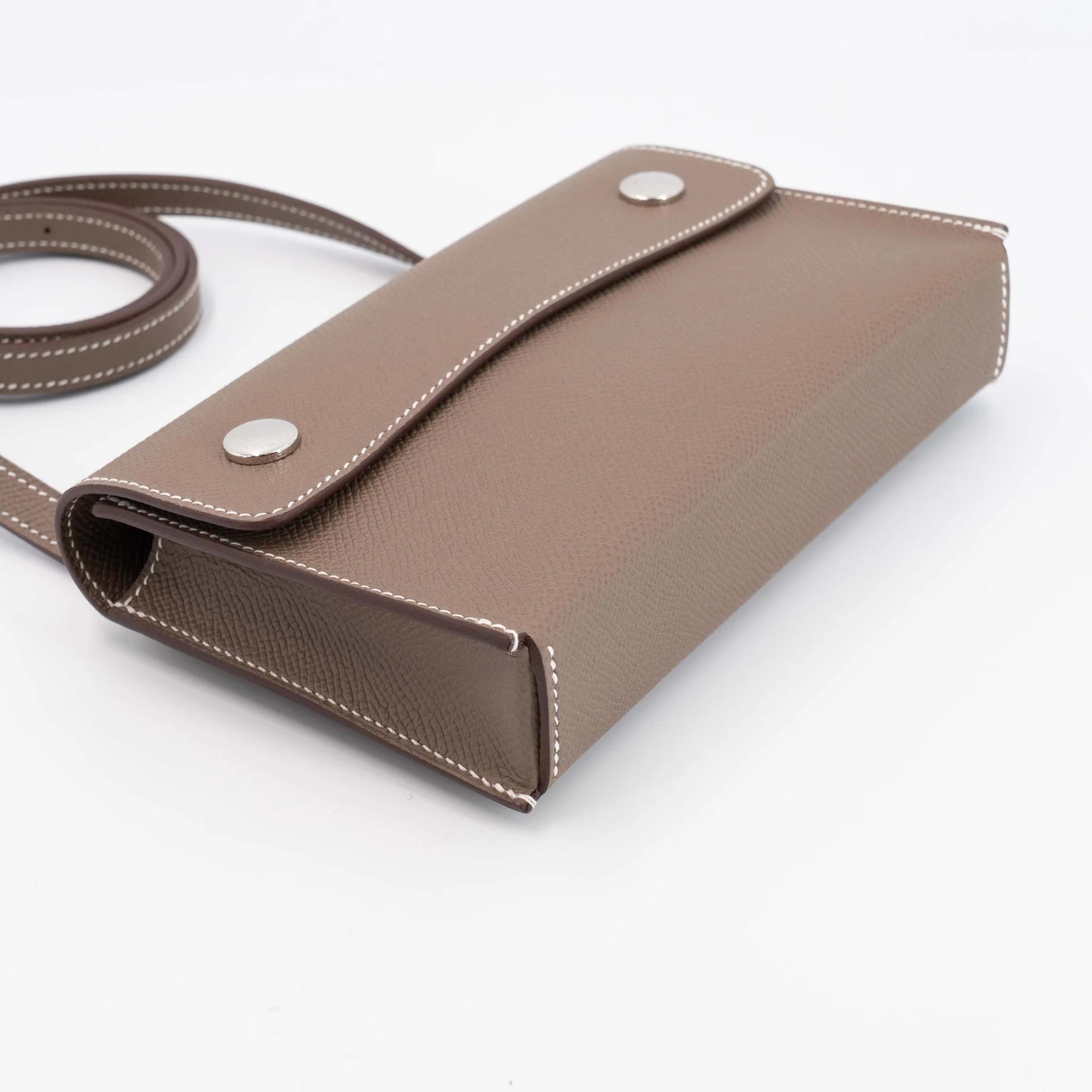 Excellent ( Rank SA ) HERMÈS Hermesnap Wallet Etoupe (18) Epsom Palladium hardware W (2024) - 7