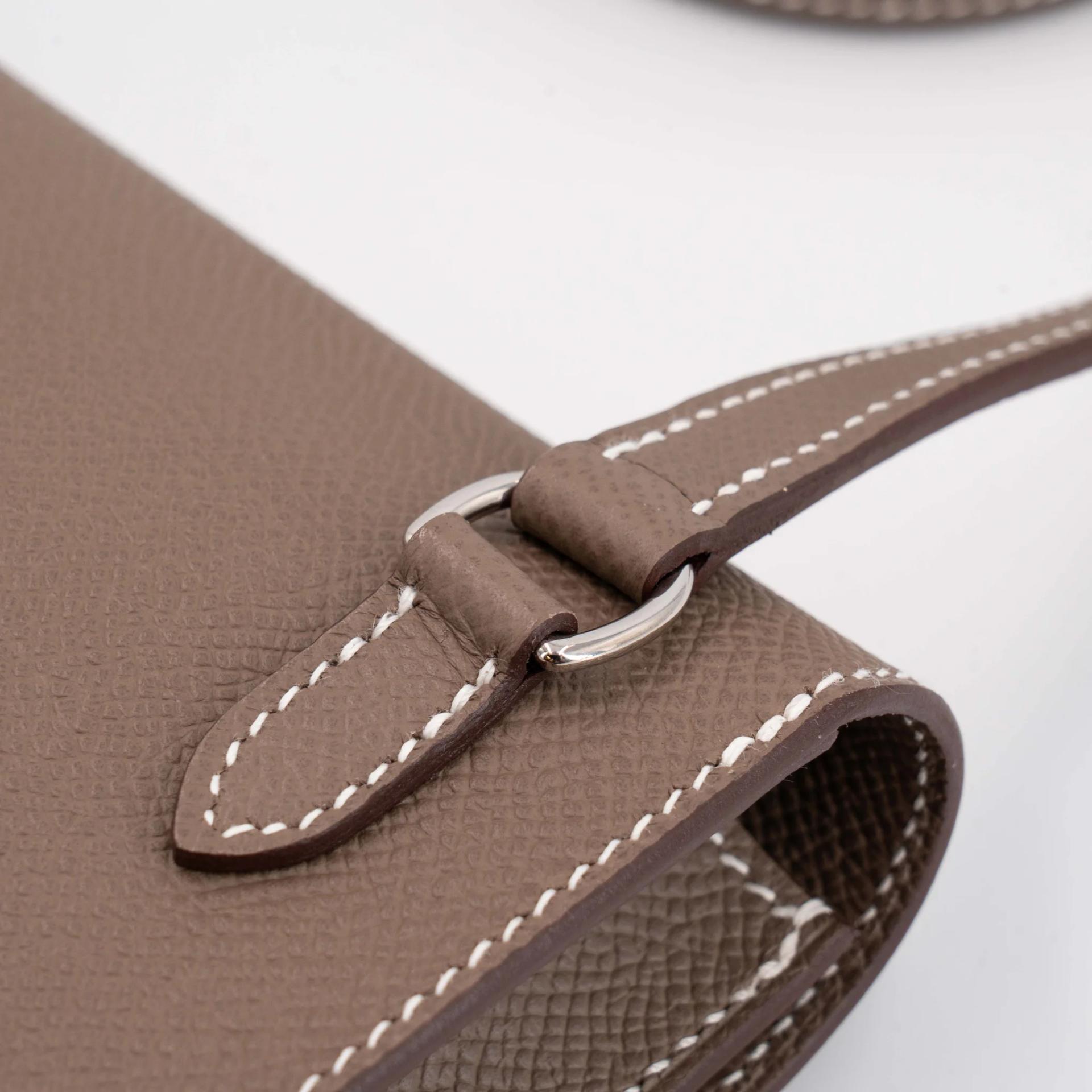 Excellent ( Rank SA ) HERMÈS Hermesnap Wallet Etoupe (18) Epsom Palladium hardware W (2024) - 18