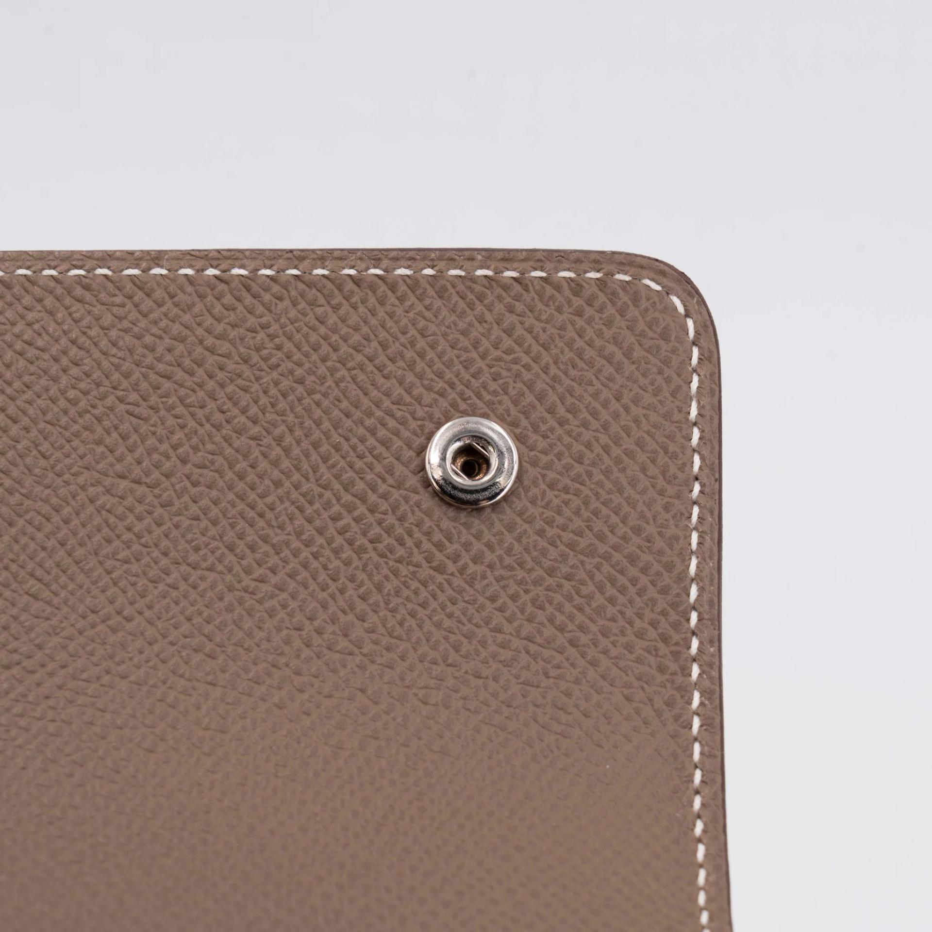 Excellent ( Rank SA ) HERMÈS Hermesnap Wallet Etoupe (18) Epsom Palladium hardware W (2024) - 20
