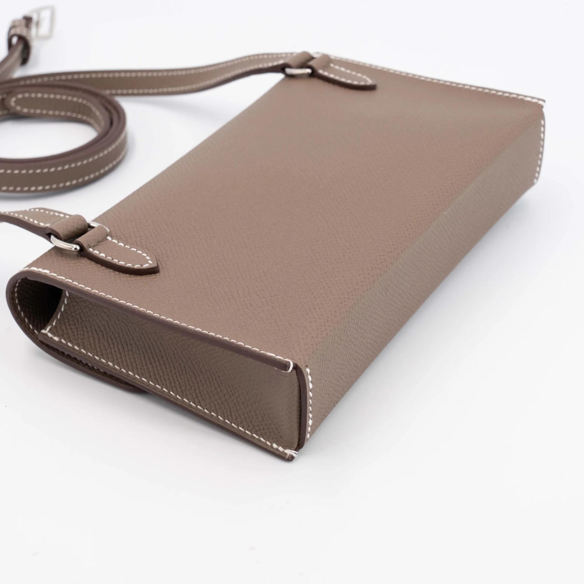 Excellent ( Rank SA ) HERMÈS Hermesnap Wallet Etoupe (18) Epsom Palladium hardware W (2024) - 10