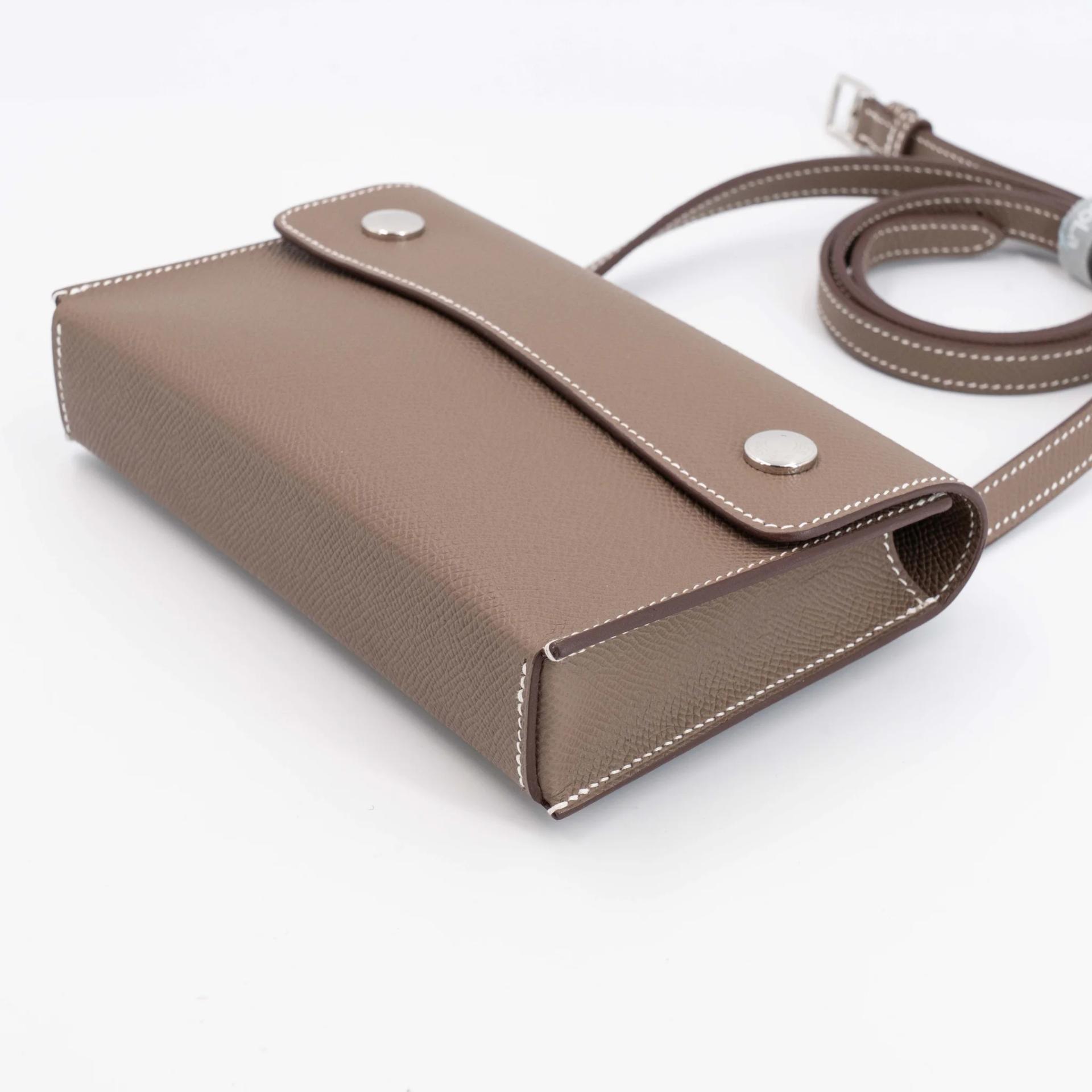 Excellent ( Rank SA ) HERMÈS Hermesnap Wallet Etoupe (18) Epsom Palladium hardware W (2024) - 8