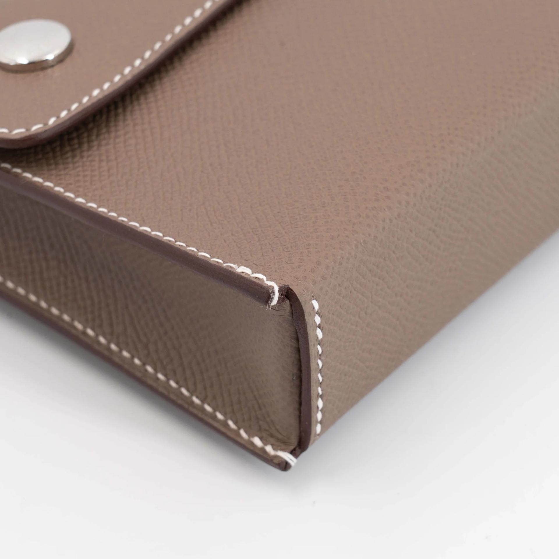 Excellent ( Rank SA ) HERMÈS Hermesnap Wallet Etoupe (18) Epsom Palladium hardware W (2024) - 14