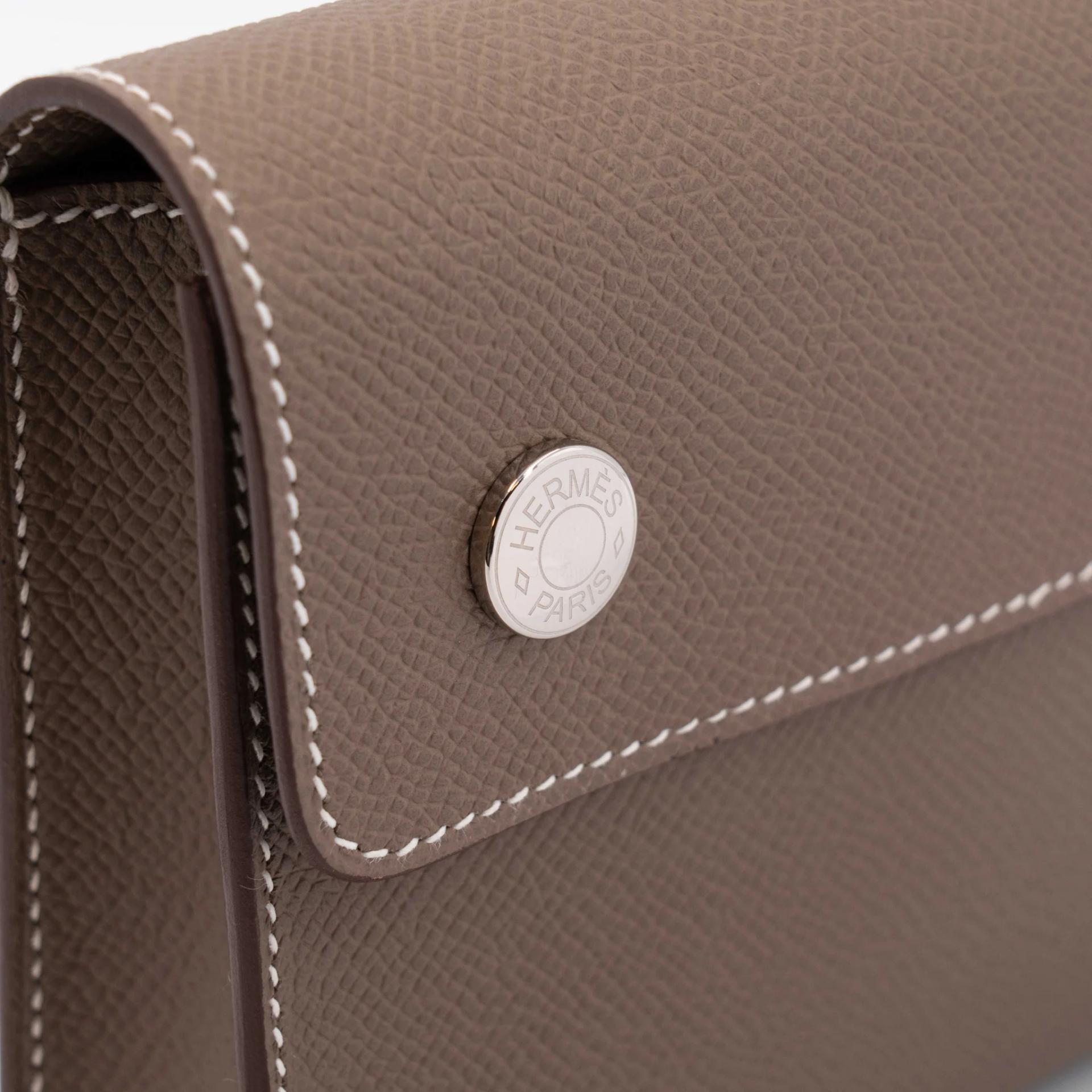 Excellent ( Rank SA ) HERMÈS Hermesnap Wallet Etoupe (18) Epsom Palladium hardware W (2024) - 15
