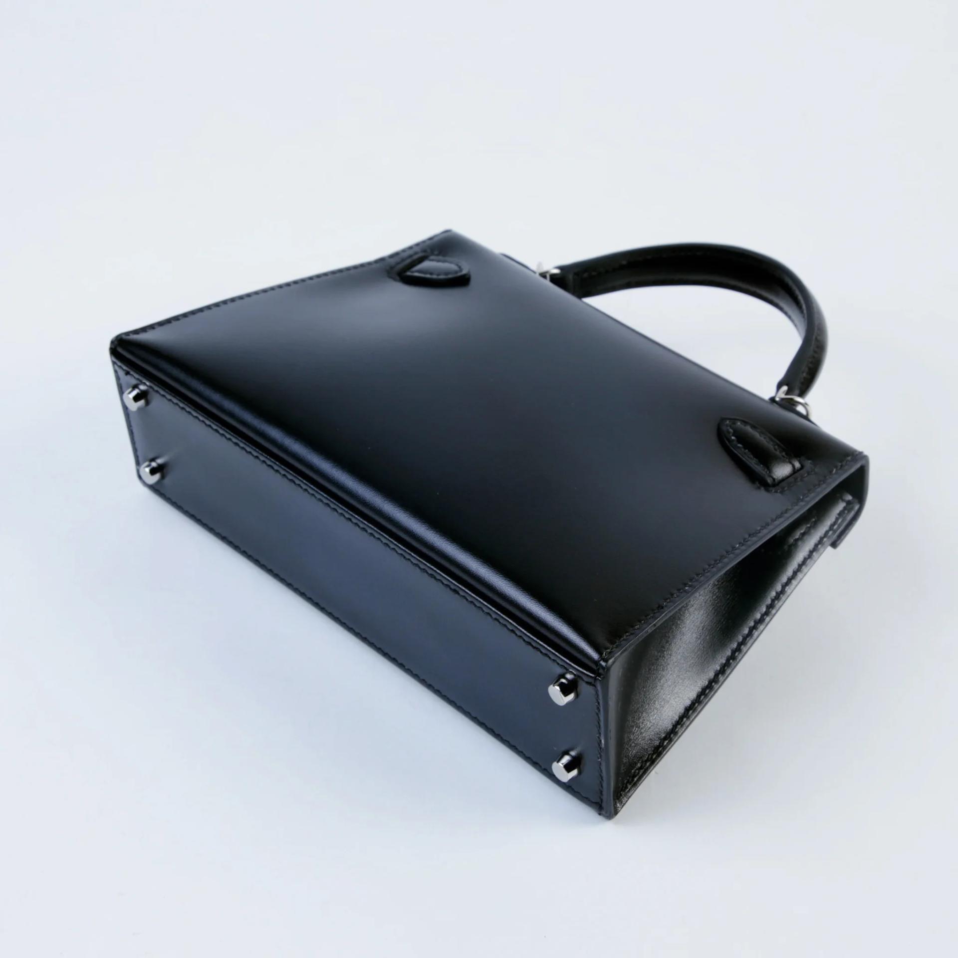 Brand New ( Rank N ) HERMÈS Mini Kelly II Noir (89) Box-calf Palladium hardware G (2026) - 7