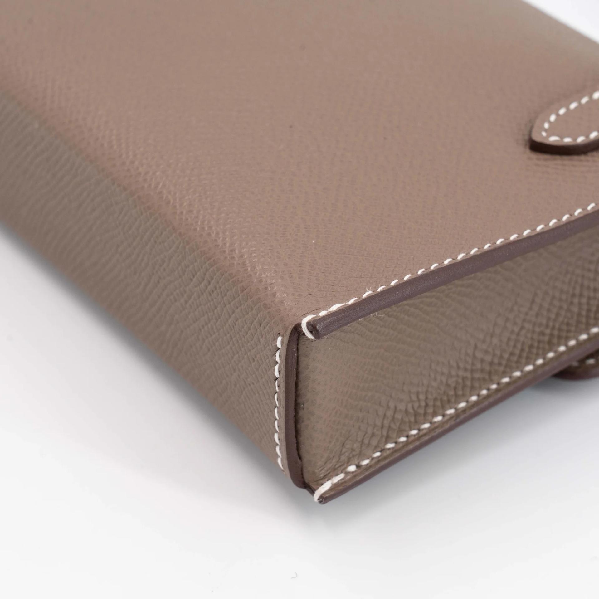 Excellent ( Rank SA ) HERMÈS Hermesnap Wallet Etoupe (18) Epsom Palladium hardware W (2024) - 12