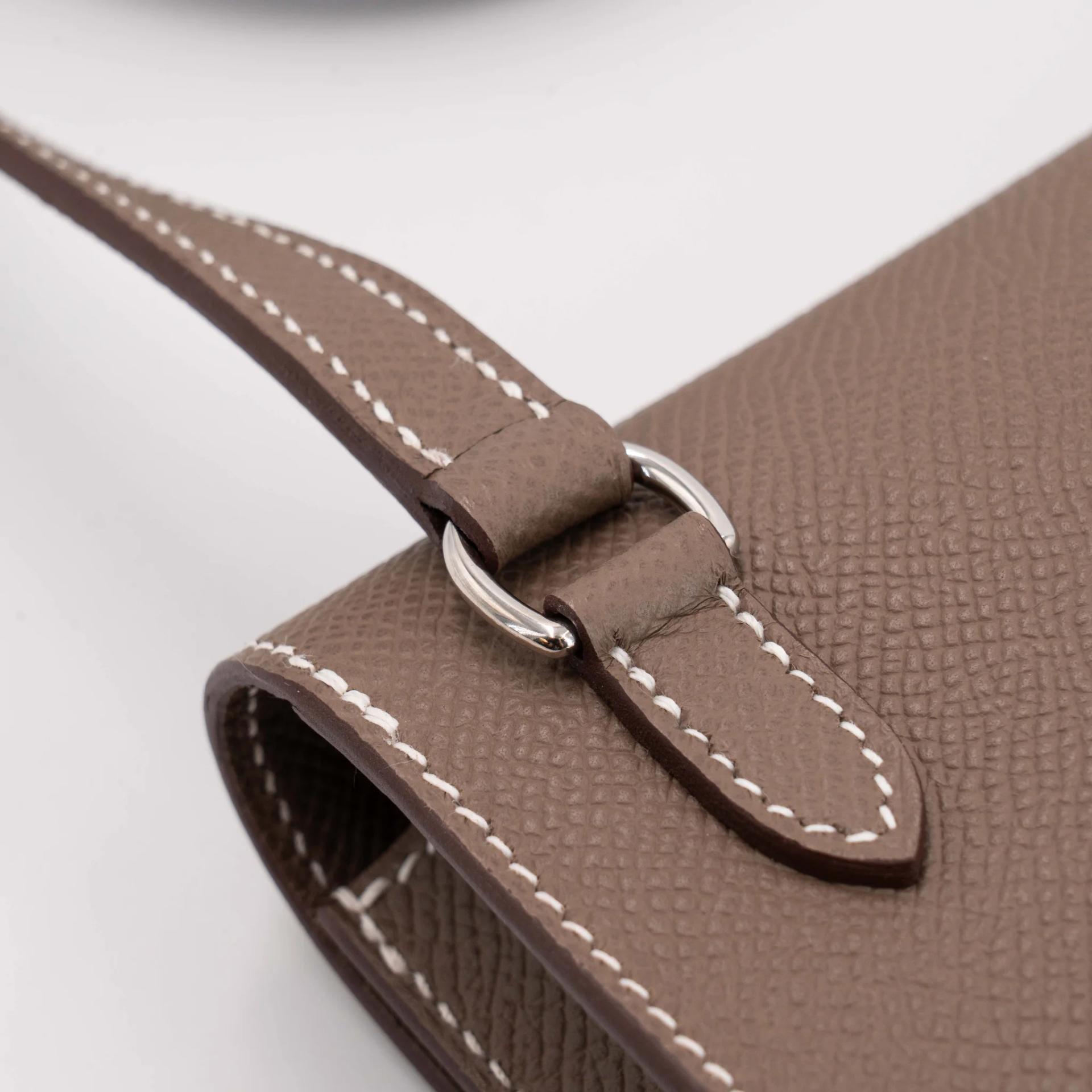 Excellent ( Rank SA ) HERMÈS Hermesnap Wallet Etoupe (18) Epsom Palladium hardware W (2024) - 17