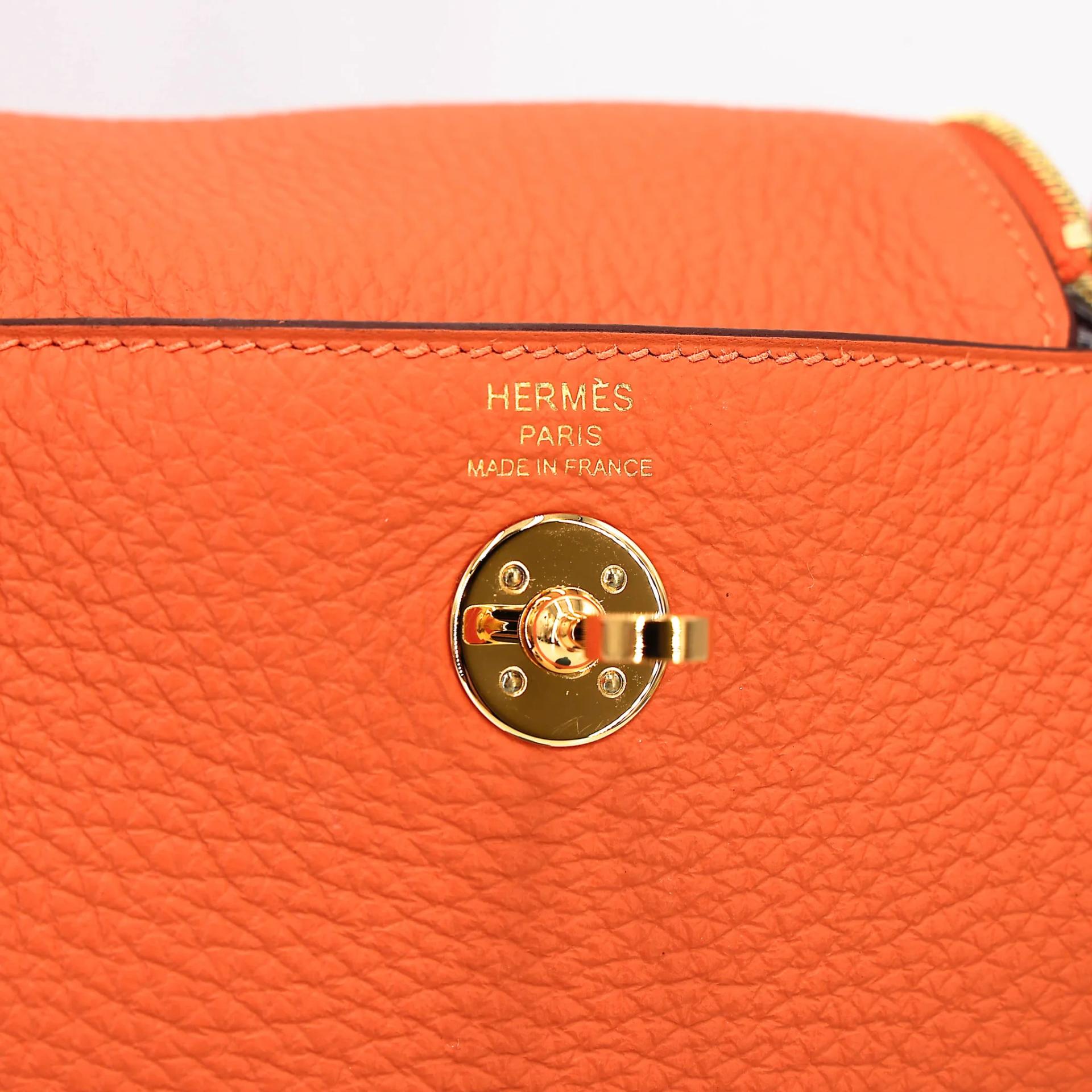 Excellent ( Rank SA ) HERMÈS Mini Lindy Orange (93) Clemence Gold hardware B (2023) - 10
