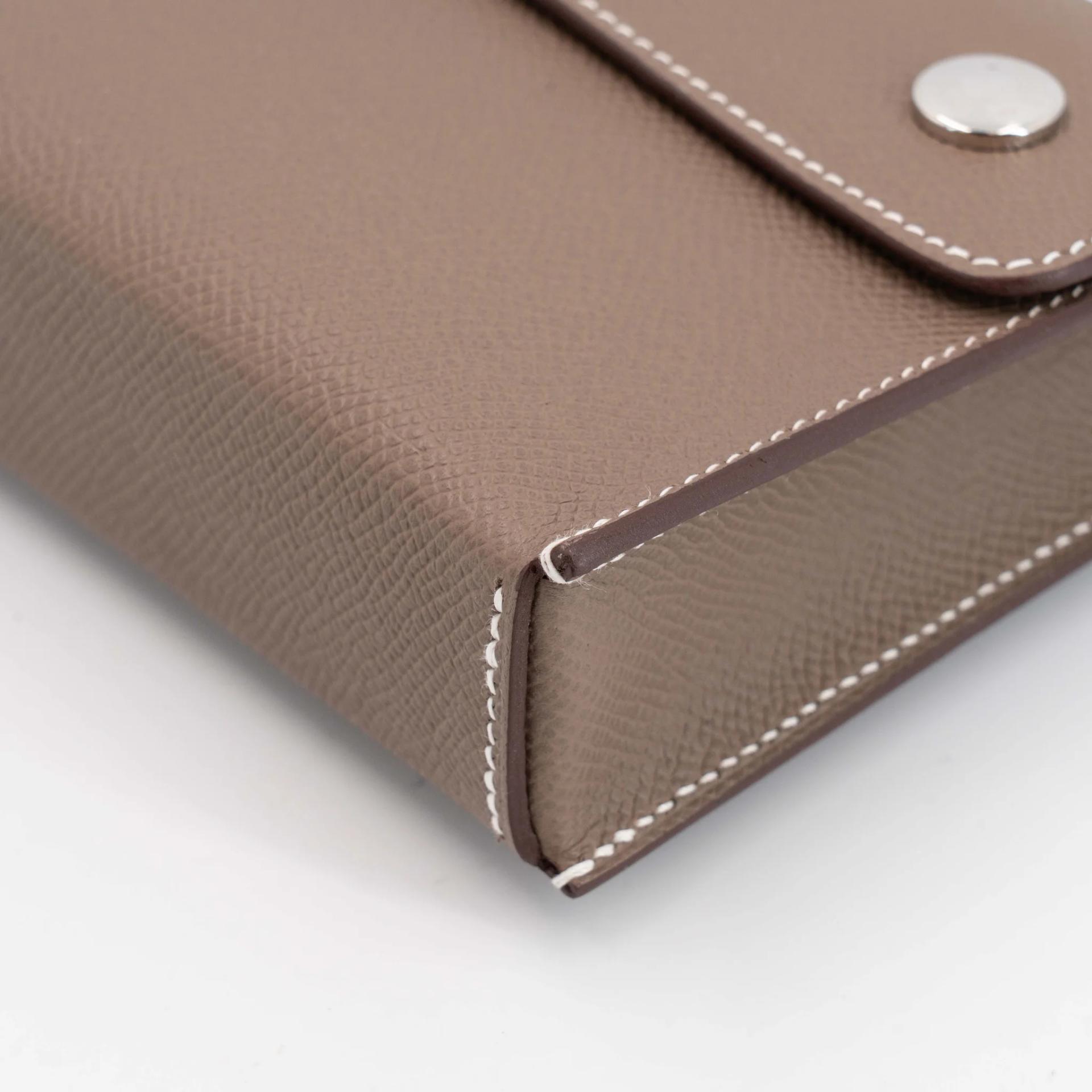Excellent ( Rank SA ) HERMÈS Hermesnap Wallet Etoupe (18) Epsom Palladium hardware W (2024) - 13