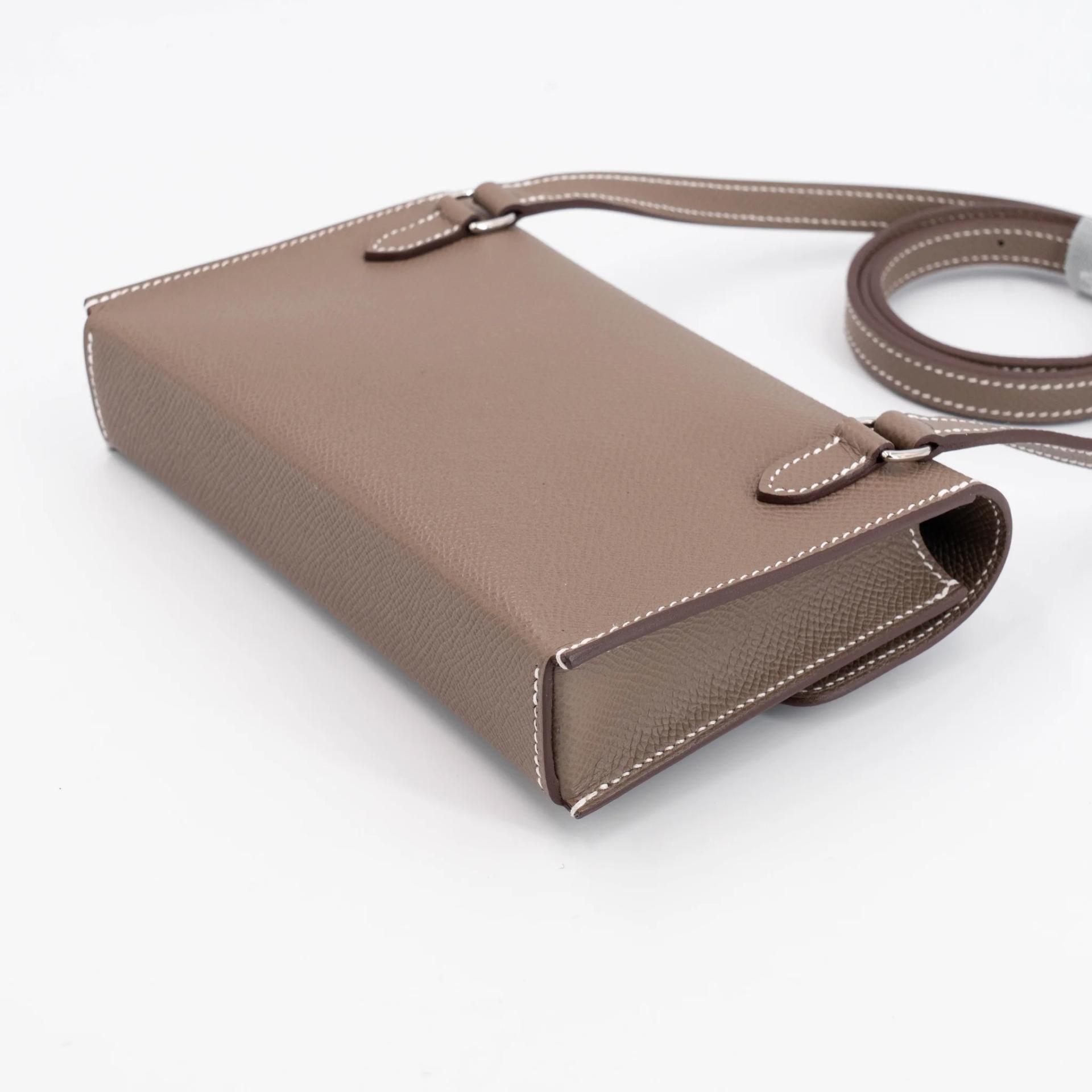 Excellent ( Rank SA ) HERMÈS Hermesnap Wallet Etoupe (18) Epsom Palladium hardware W (2024) - 9