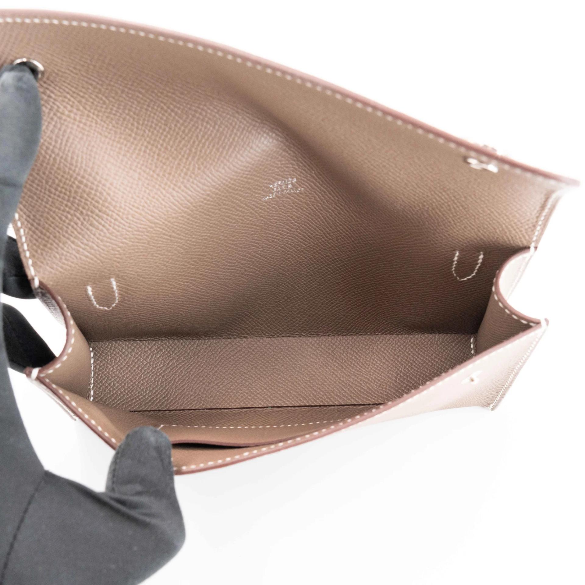 Excellent ( Rank SA ) HERMÈS Hermesnap Wallet Etoupe (18) Epsom Palladium hardware W (2024) - 27