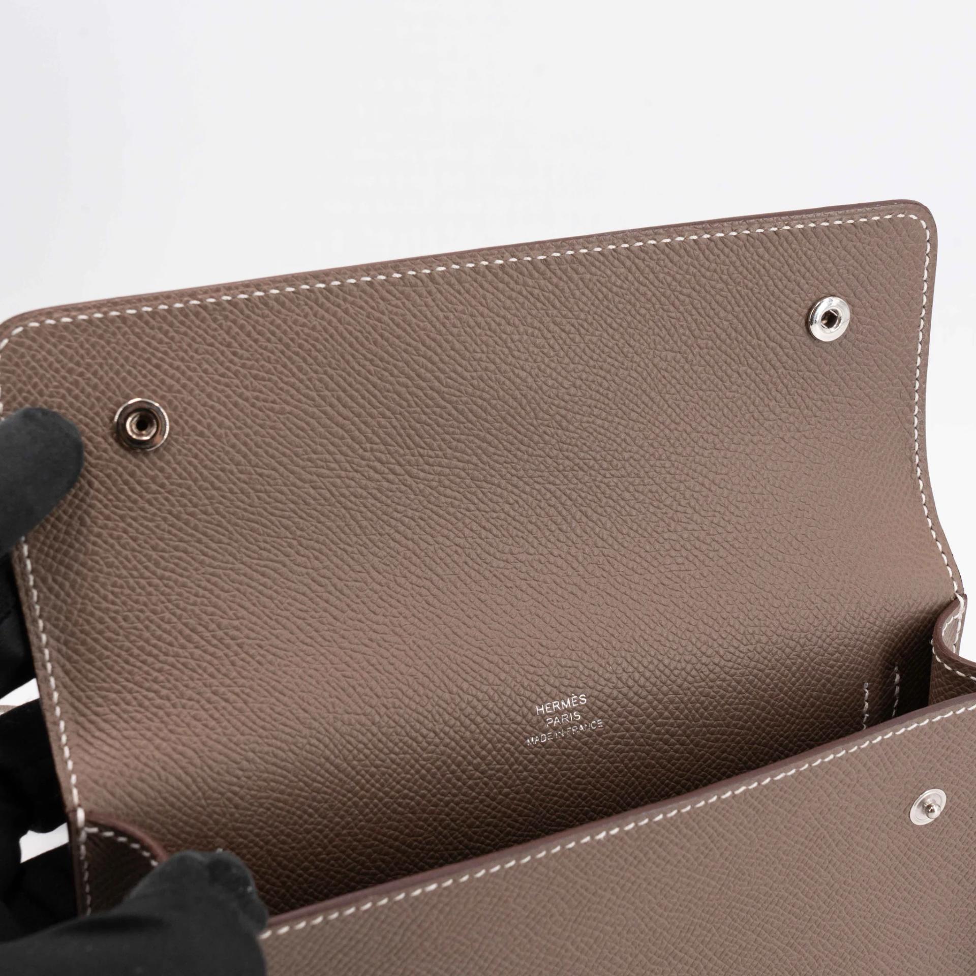 Excellent ( Rank SA ) HERMÈS Hermesnap Wallet Etoupe (18) Epsom Palladium hardware W (2024) - 26